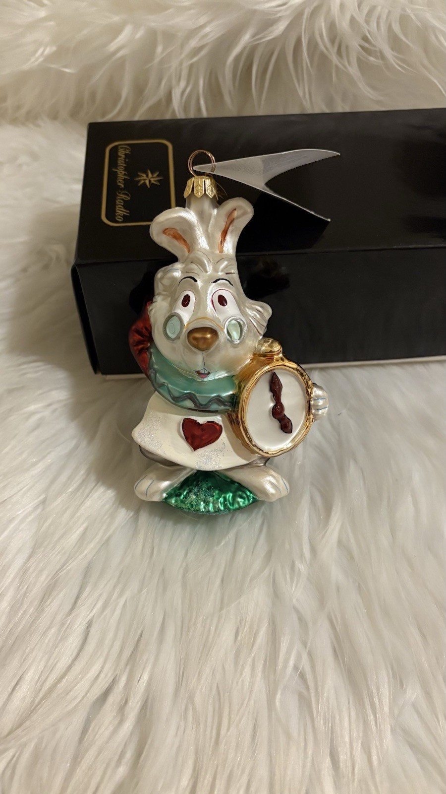 RARE Christopher Radko x Disney White Rabbit Alice in Wonderland Ornament - NEW