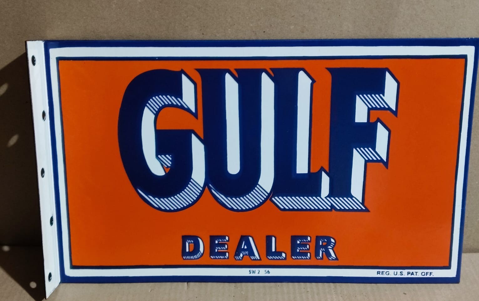 Gulf Dealer Porcelain Enamel Sign 18 x 10 Inches 2 Sided Gulf Dealer Porcelain Enamel Sign 18 x 10 Inches 2 Sided