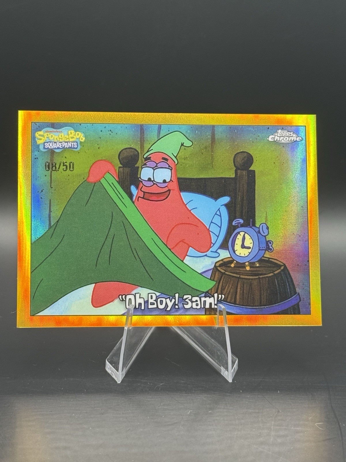 2025 Topps Chrome SpongeBob #76 Oh Boy 3am Gold /50 2025 Topps Chrome SpongeBob #76 Oh Boy 3am Gold /50