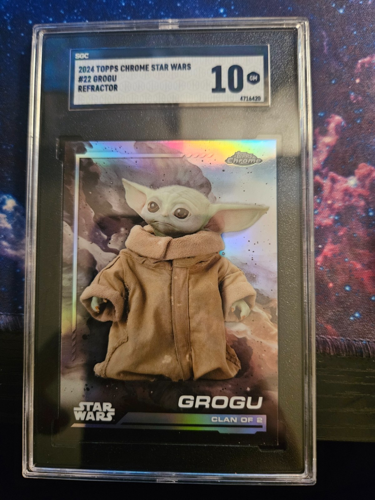 2024 Topps Chrome Star Wars Clan of 2 Rainbow Refractor Grogu #22 SGC 10 2024 Topps Chrome Star Wars Clan of 2 Rainbow Refractor Grogu #22 SGC 10