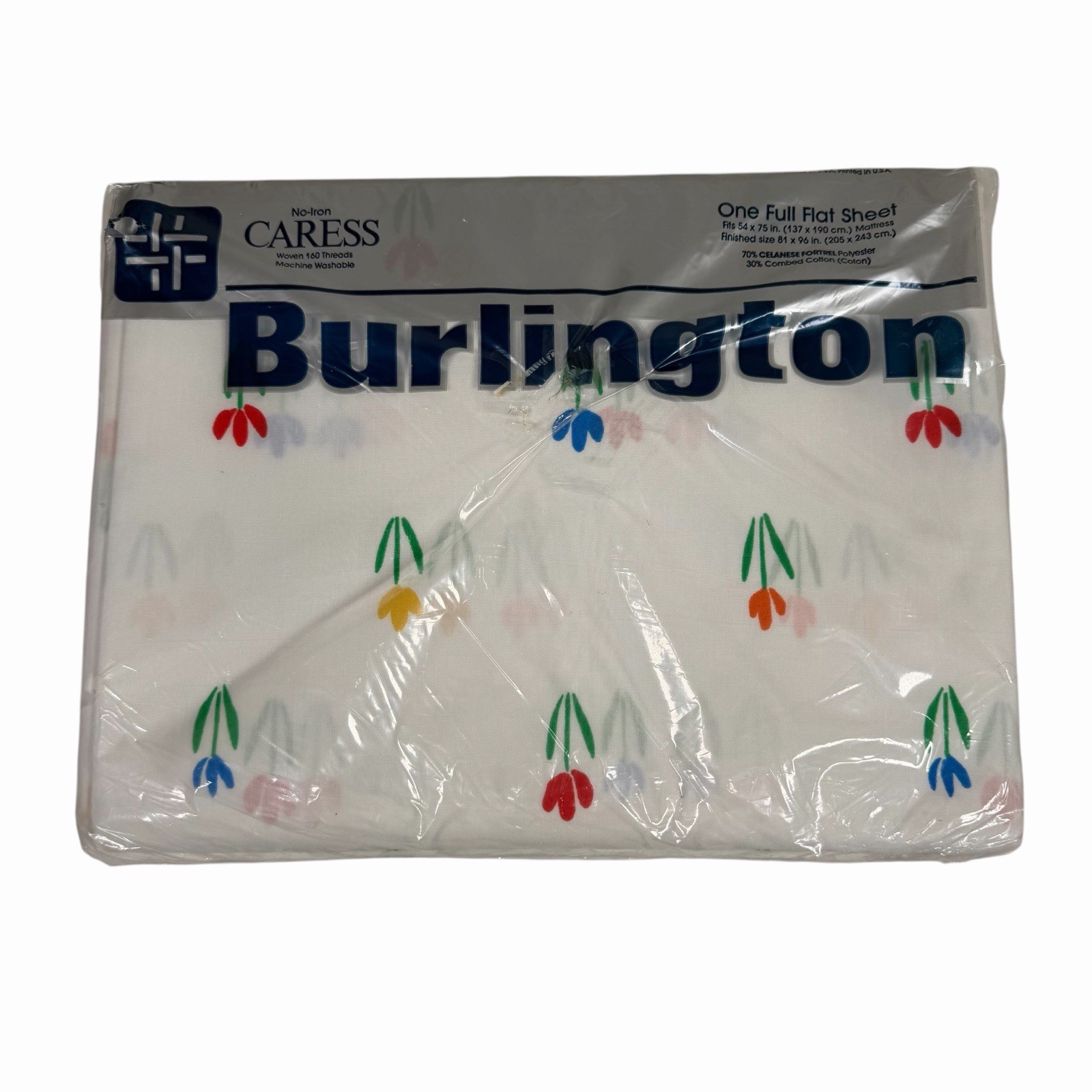 Vintage Burlington Midsummer Floral Tulip Caress No Iron Retro Full Flat Sheet Vintage Burlington Midsummer Floral Tulip Caress No Iron Retro Full Flat Sheet