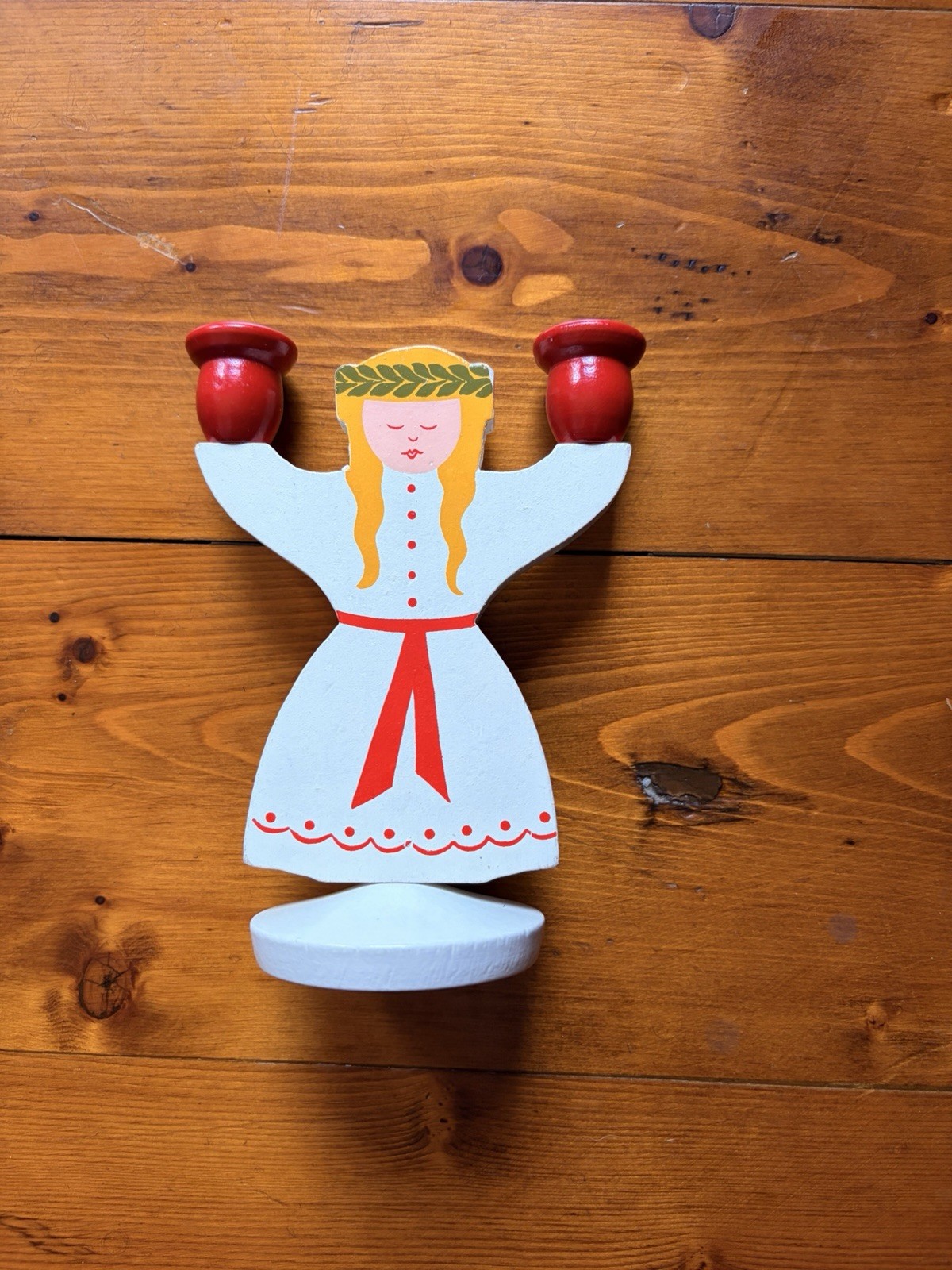 Vintage St. Lucia Wooden Candle Holder Waldorf/Winter Celebration Vintage St. Lucia Wooden Candle Holder Waldorf/Winter Celebration