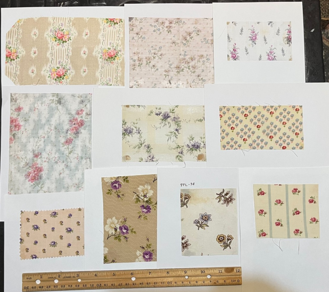 #60FA Lot of 60 pcs antique floral classic, romantic textile swatches, French #60FA Lot of 60 pcs antique floral classic, romantic textile swatches, French