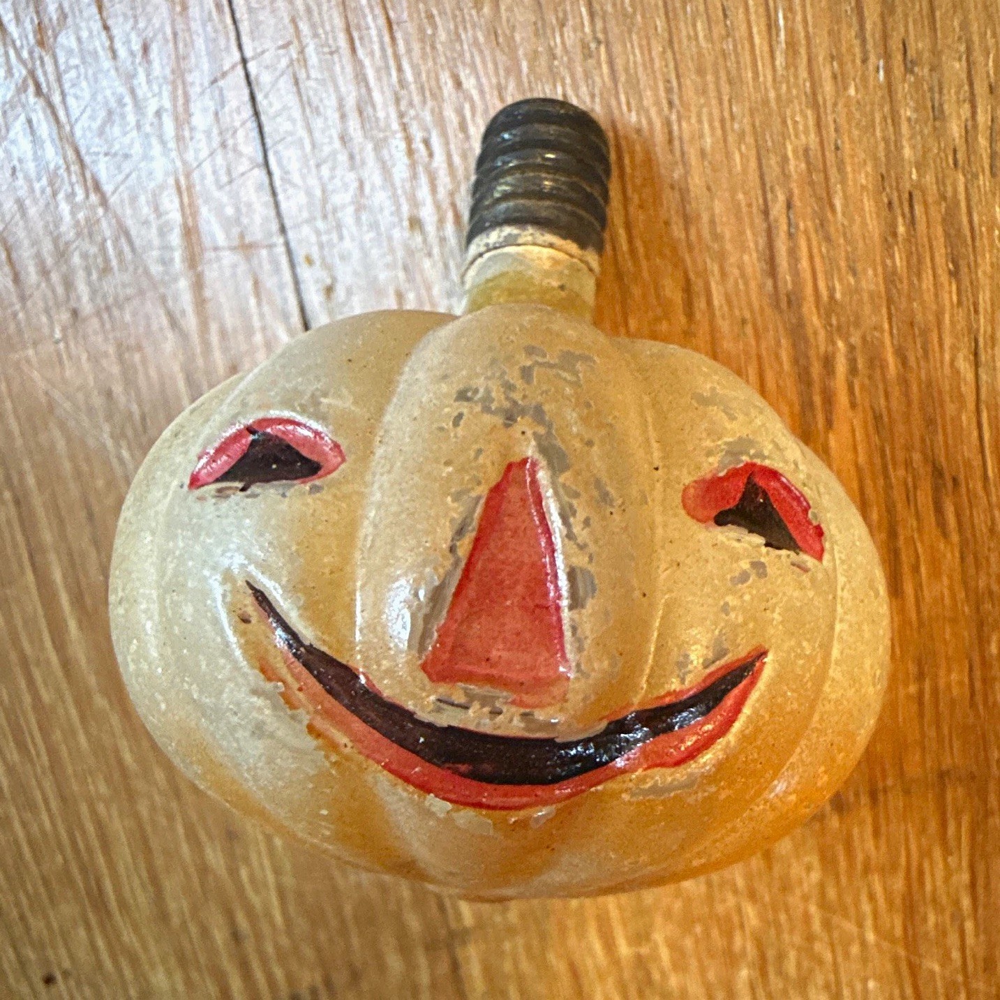 Vtg Glass Pumpkin Jack-o'-Lantern 1930’s hand painted C6 light bulbs Untested Vtg Glass Pumpkin Jack-o'-Lantern 1930’s hand painted C6 light bulbs Untested