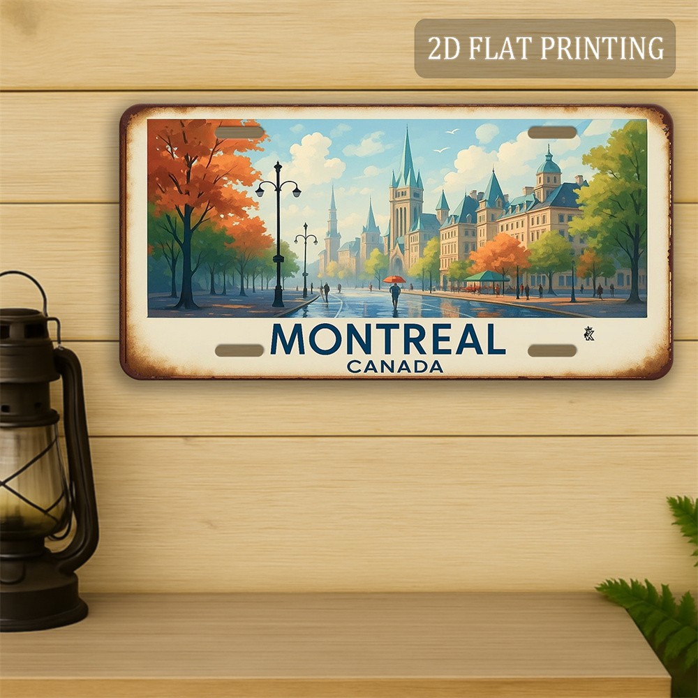 Montreal Skyline Sign Vintage Aluminum License Plate 12x6 Inches Decor