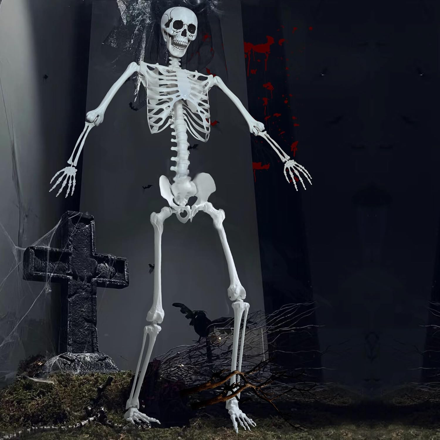 7.8Ft Giant Skeleton Life Size Realistic Plastic Human Skeleton with Movable Joi