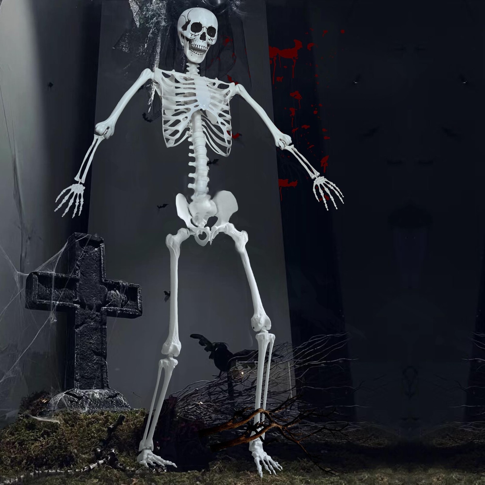 7.8Ft Giant Skeleton Life Size Realistic Plastic Human Skeleton with Movable ... 7.8Ft Giant Skeleton Life Size Realistic Plastic Human Skeleton with Movable ...