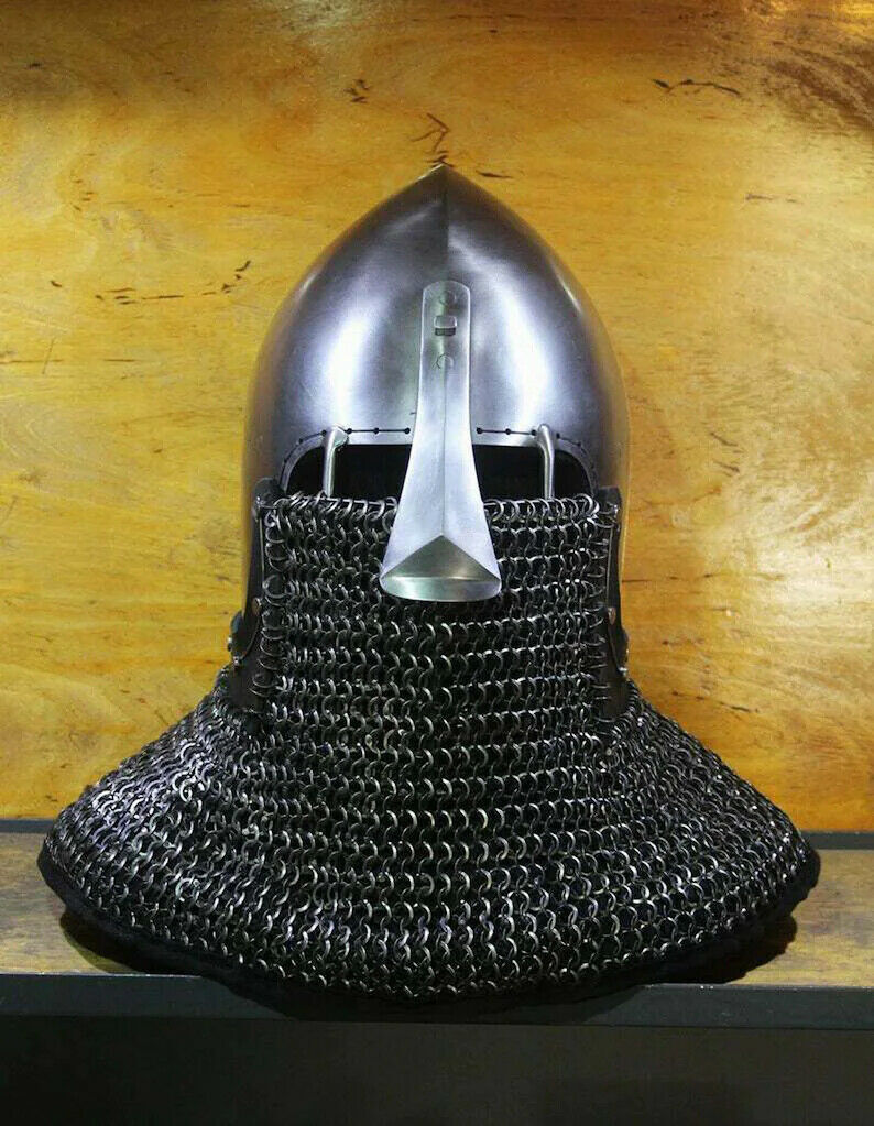 SCA HNB Steel Medieval Combat Bascinet Helmet W Aventail Buhurt Best Christmas SCA HNB Steel Medieval Combat Bascinet Helmet W Aventail Buhurt Best Christmas