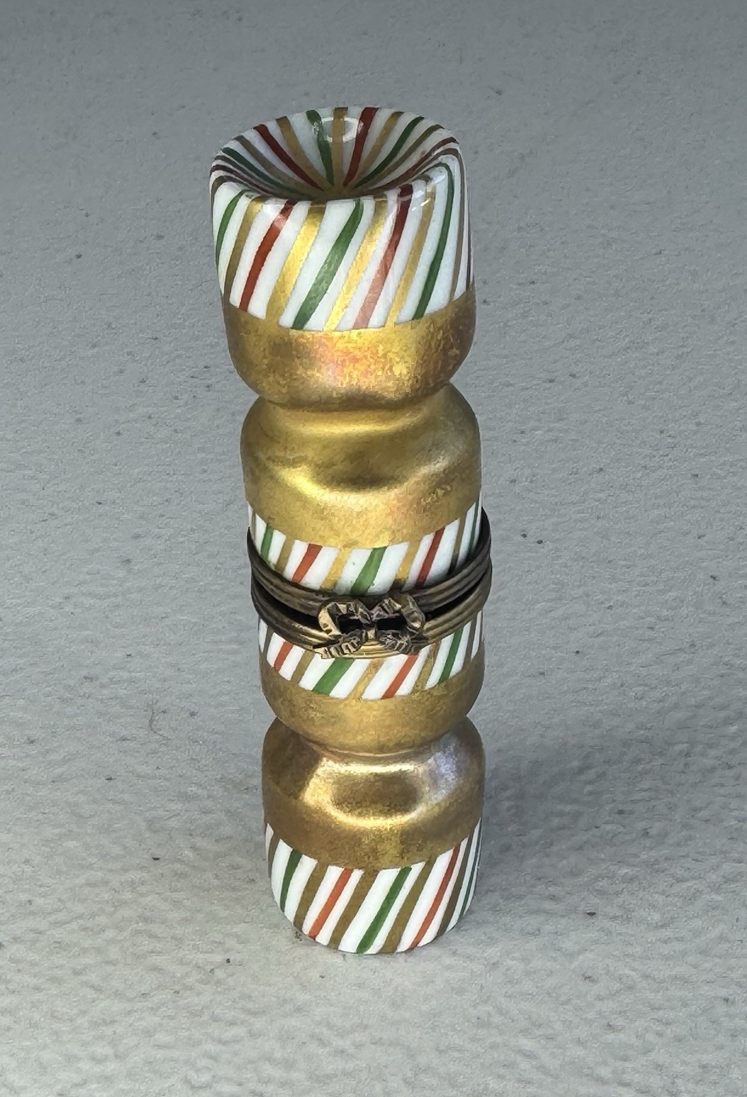 Rochard Limoges BoxChristmas Cracker CandyCane Peint Main France Porcelain AS IS Rochard Limoges BoxChristmas Cracker CandyCane Peint Main France Porcelain AS IS