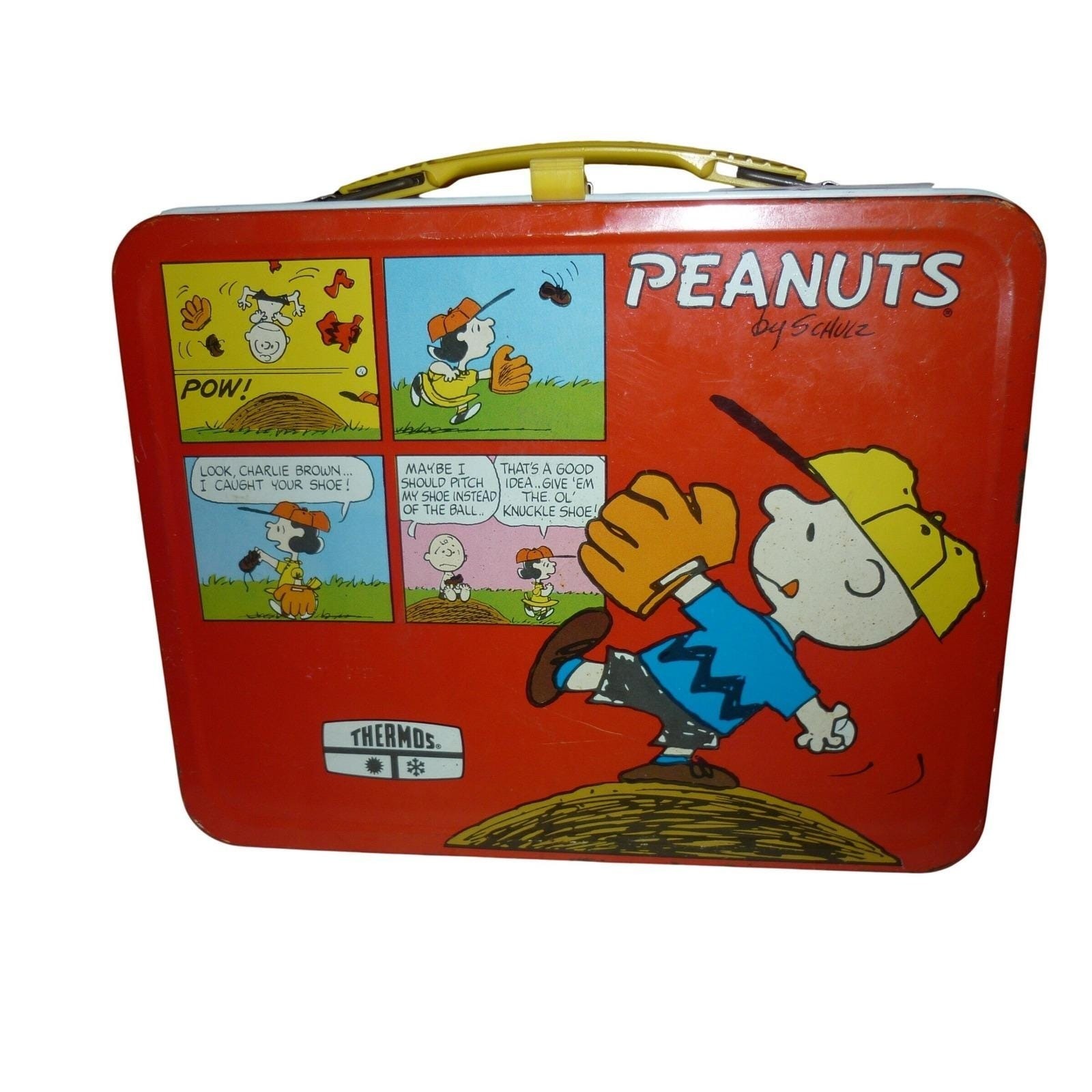 Vintage 1965 Peanuts Snoopy Charlie Brown Metal Lunch Box Only Red Vintage 1965 Peanuts Snoopy Charlie Brown Metal Lunch Box Only Red