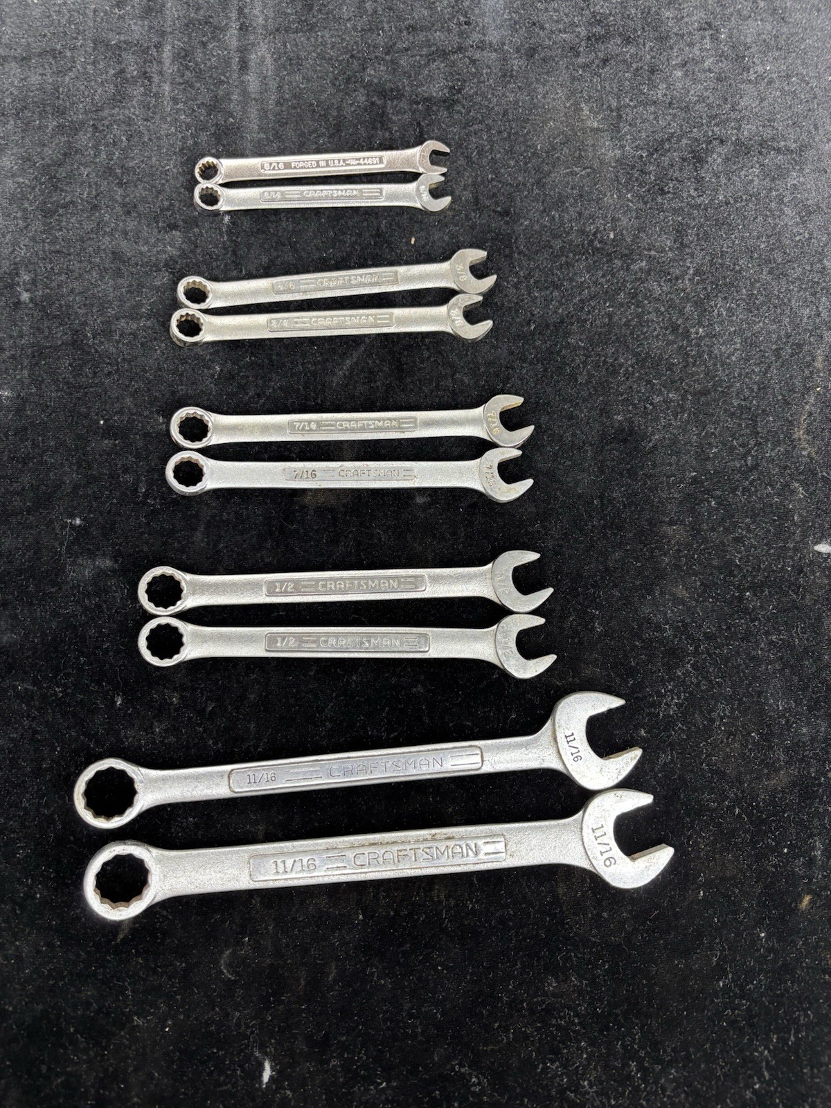 10 pc Craftsman Wrench Lot Vintage SAE 5/16 3/8 7/16 1/2 11/16 