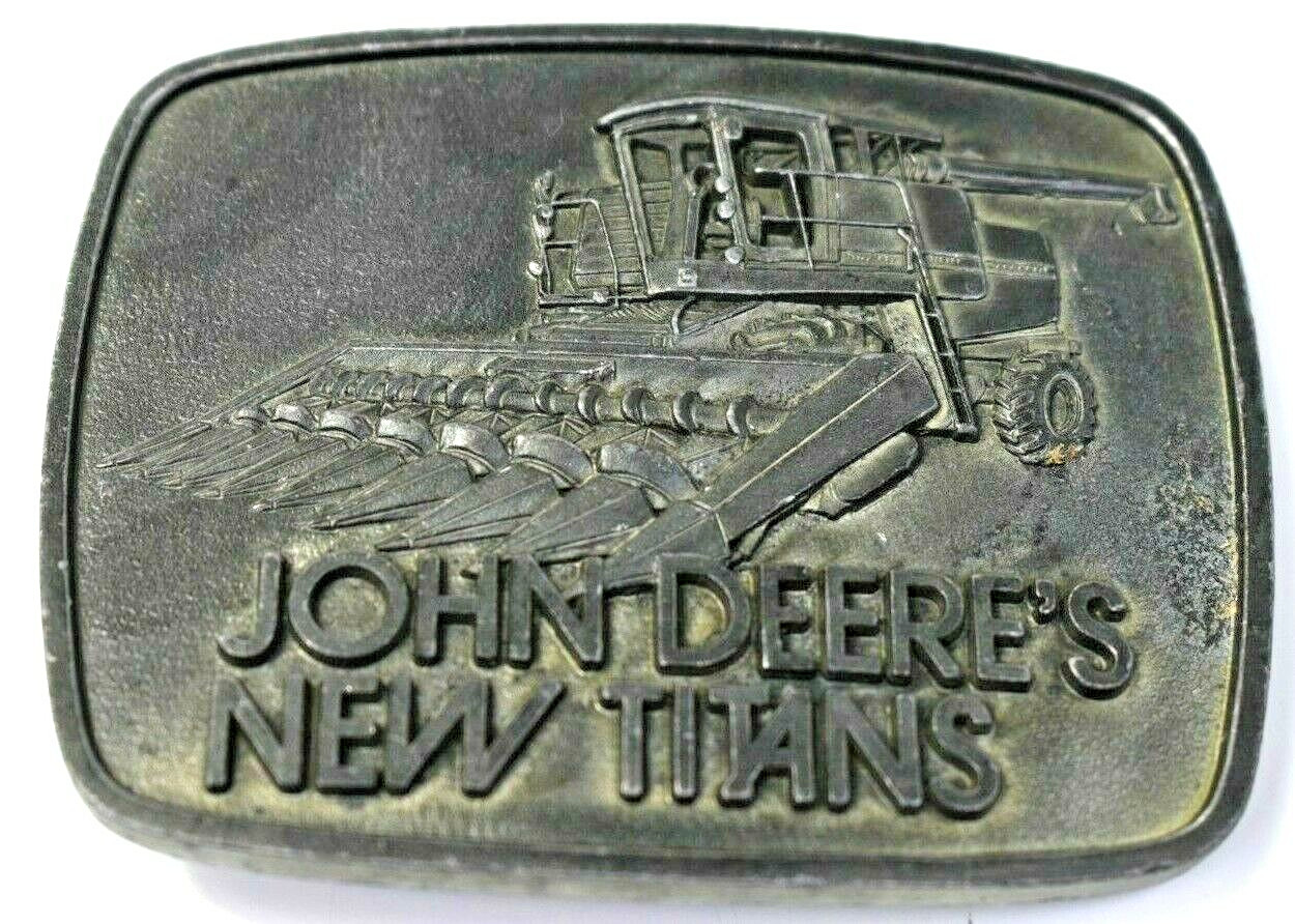 Vintage 1978 John Deere's New Titans Combine Solid Pewter Belt Buckle Vintage 1978 John Deere's New Titans Combine Solid Pewter Belt Buckle