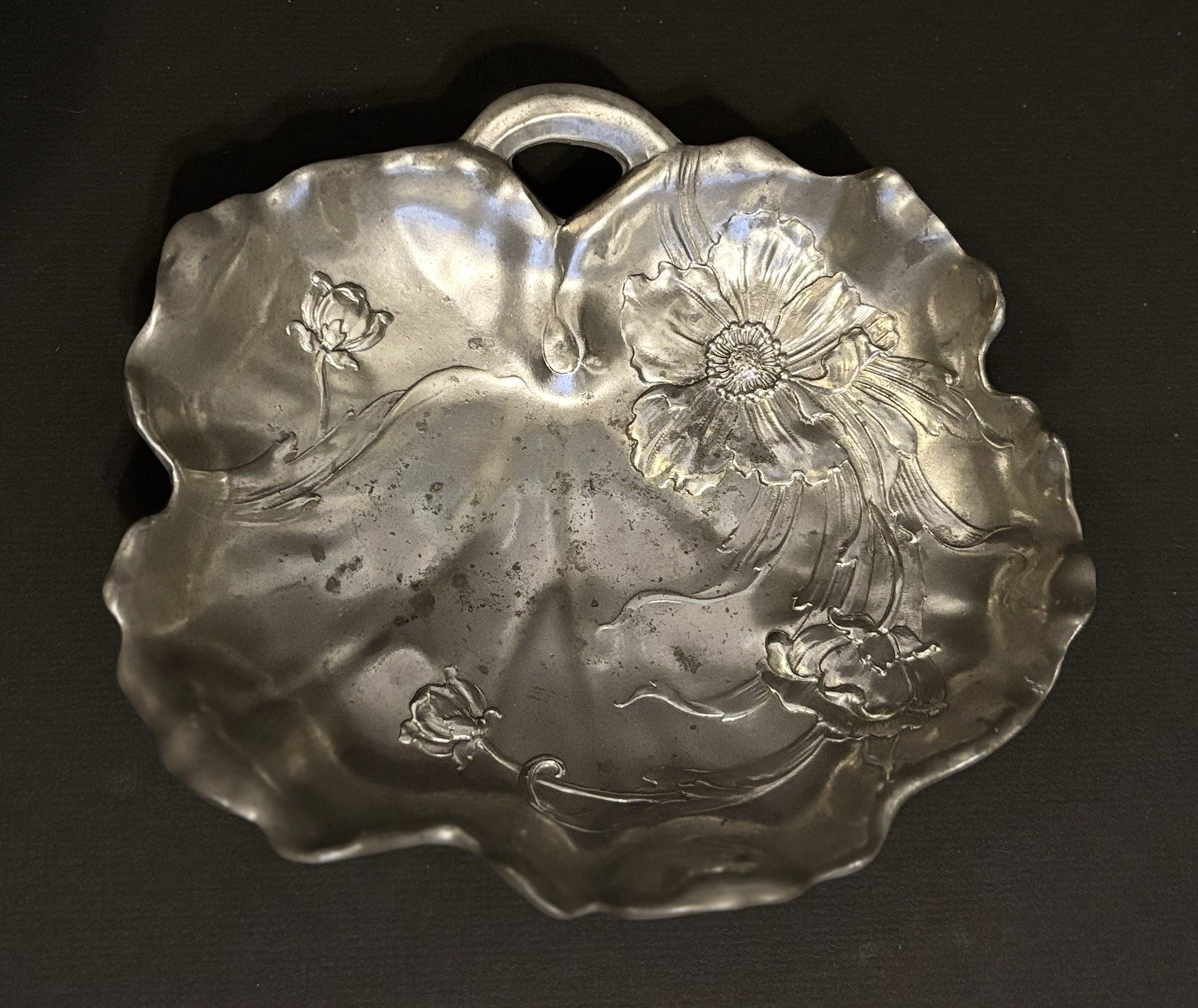 Antique Van Houten Pewter Art Nouveau Poppy Bowl 1245 Like Kayserzinn Jugendstil