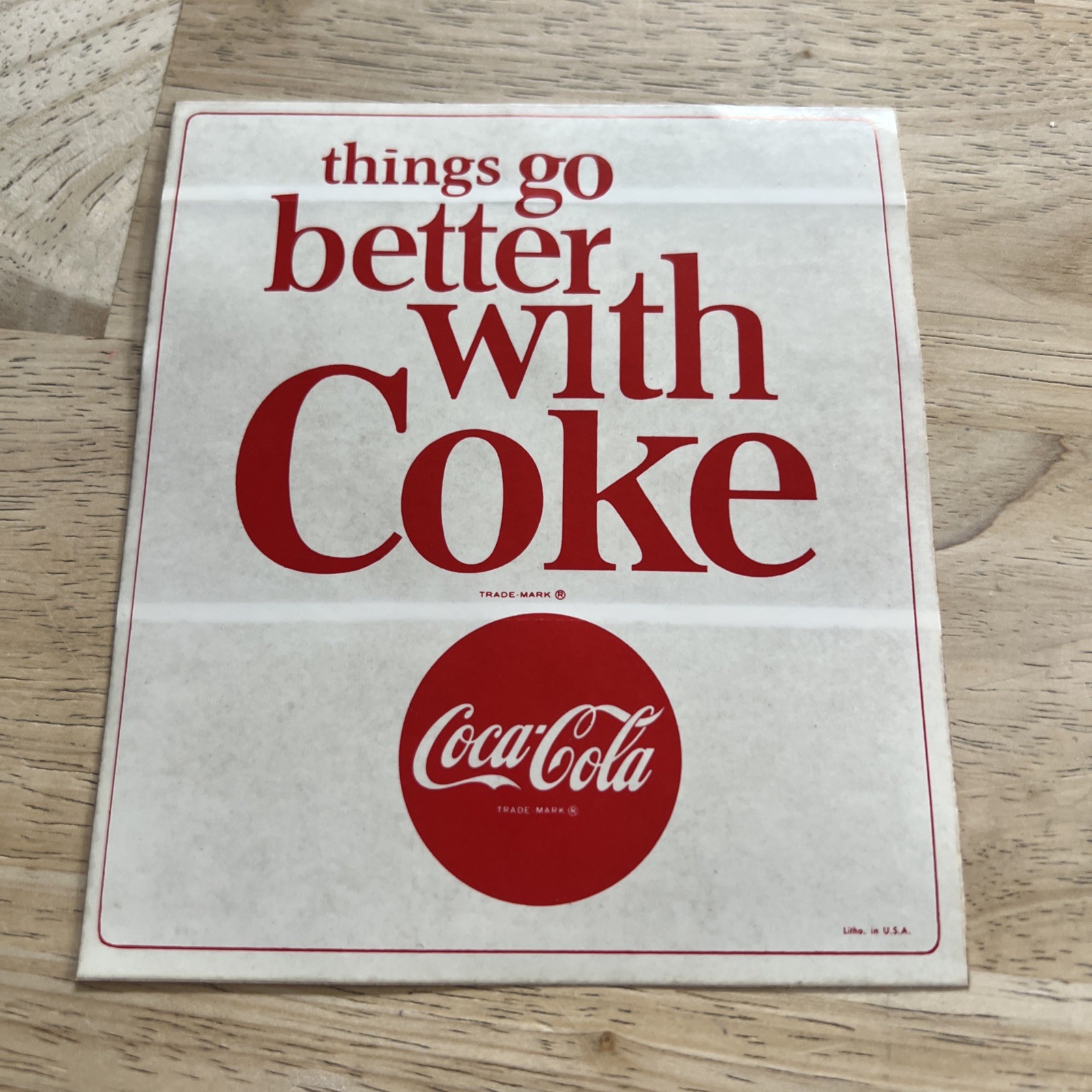 Vintage Coca Cola Stick on Decal Made In USA Vintage Coca Cola Stick on Decal Made In USA