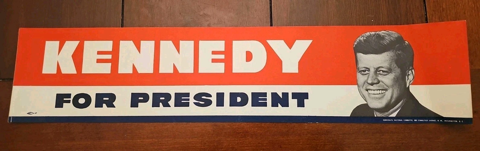 Vintage J.F.K Kennedy For President 1960 Bumper Sticker 18" x 4"