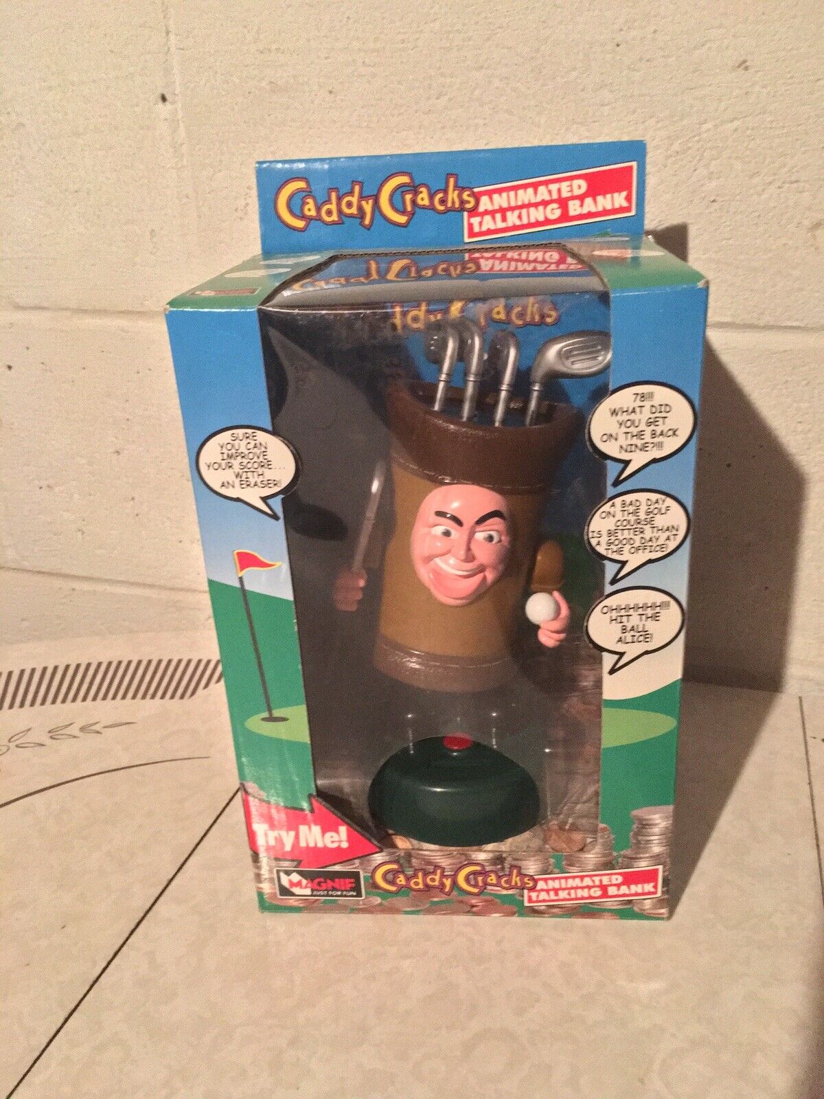Golfing Caddy Cracks Animated Talking Bank Funny Golf Gift New In Box