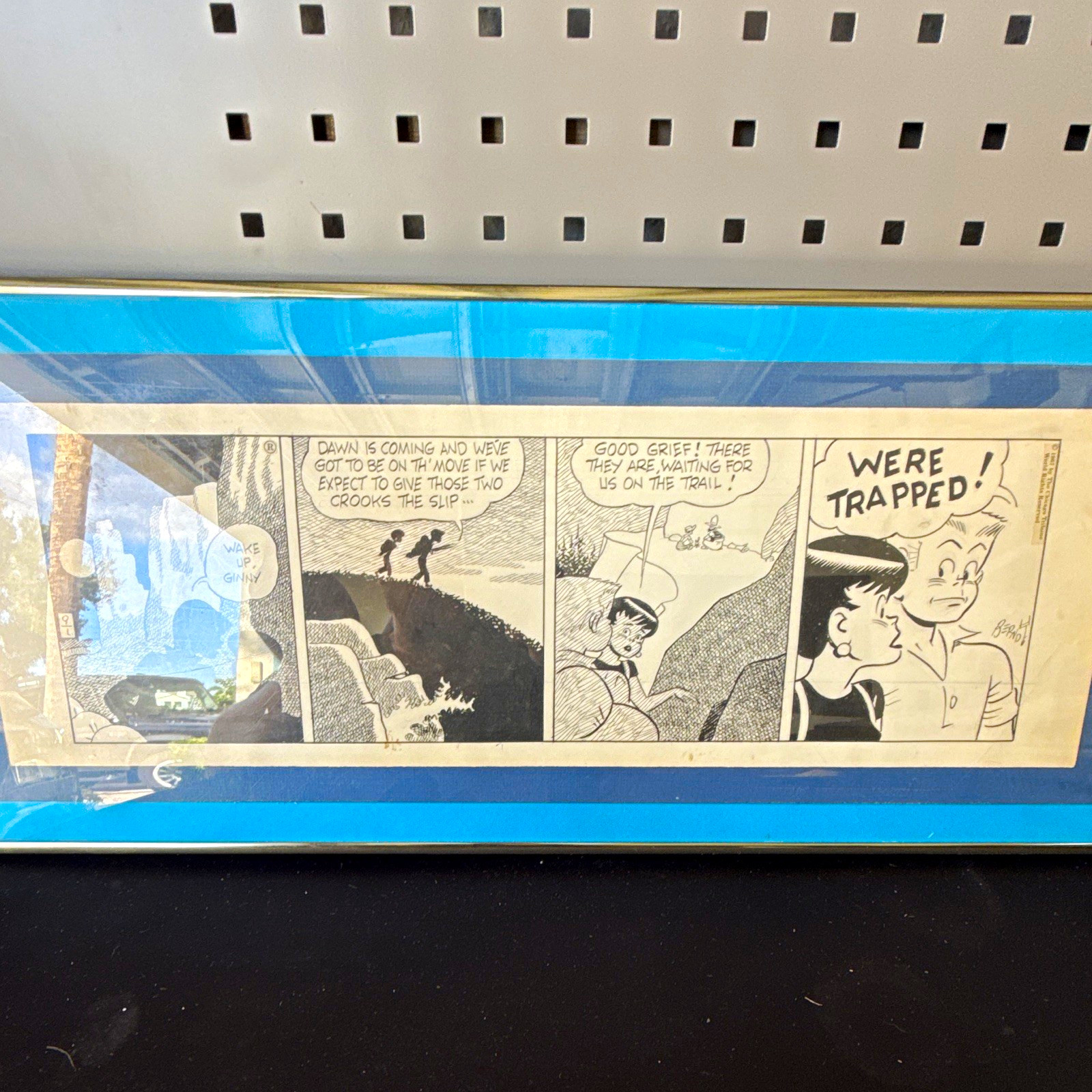 Flash Gordon Dan Barry Framed Clipped Comic Strip Art B&W English OA