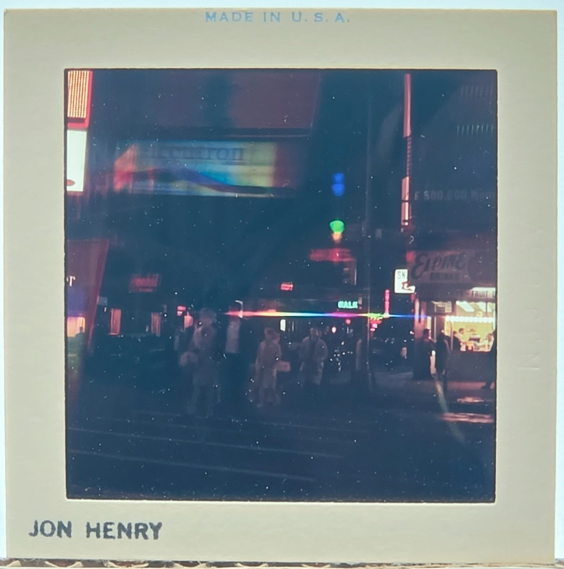 Vintage 1960s 120 Med Slide Artist Jon Henry Night Street Scene Neon Signs OOAK