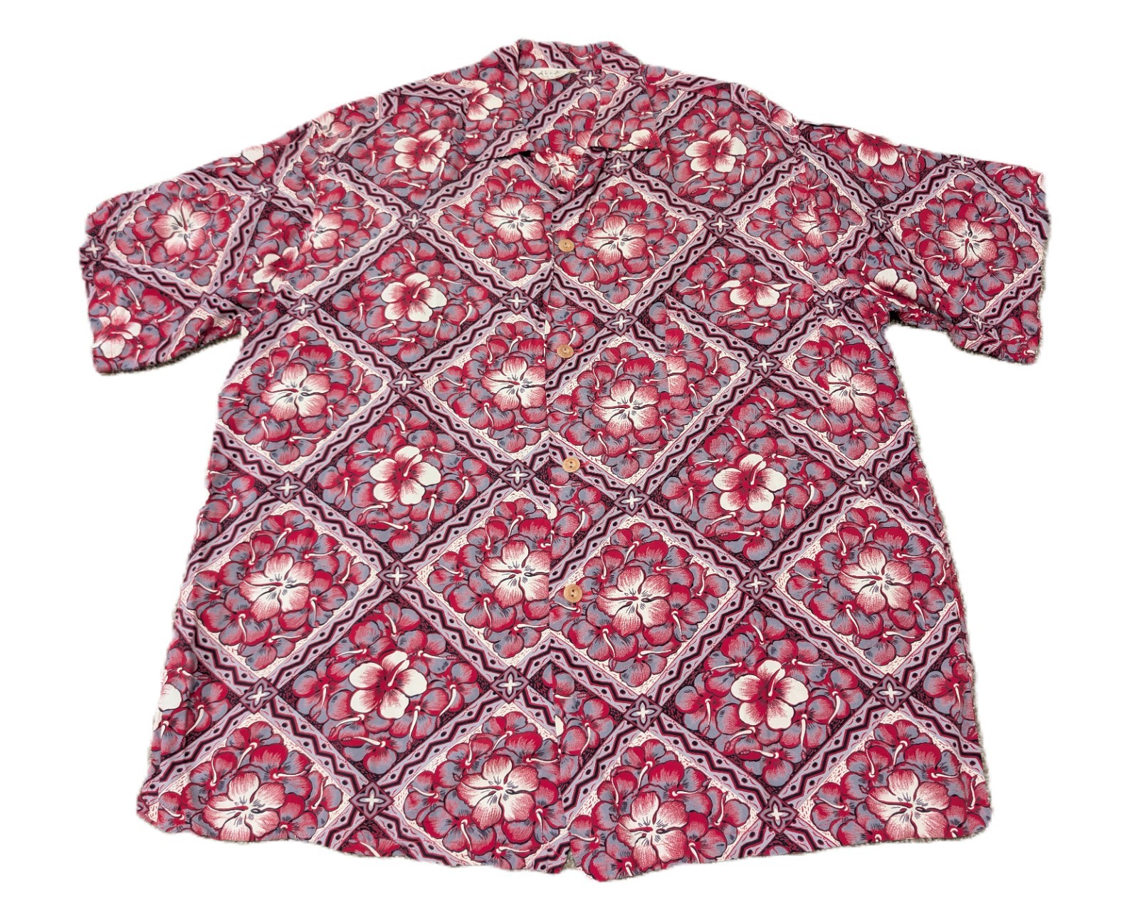 Vintage 1950s Hawaiian Shirt Rayon Kuu-ipo Floral Red Aloha vtg sz LARGE Vintage 1950s Hawaiian Shirt Rayon Kuu-ipo Floral Red Aloha vtg sz LARGE