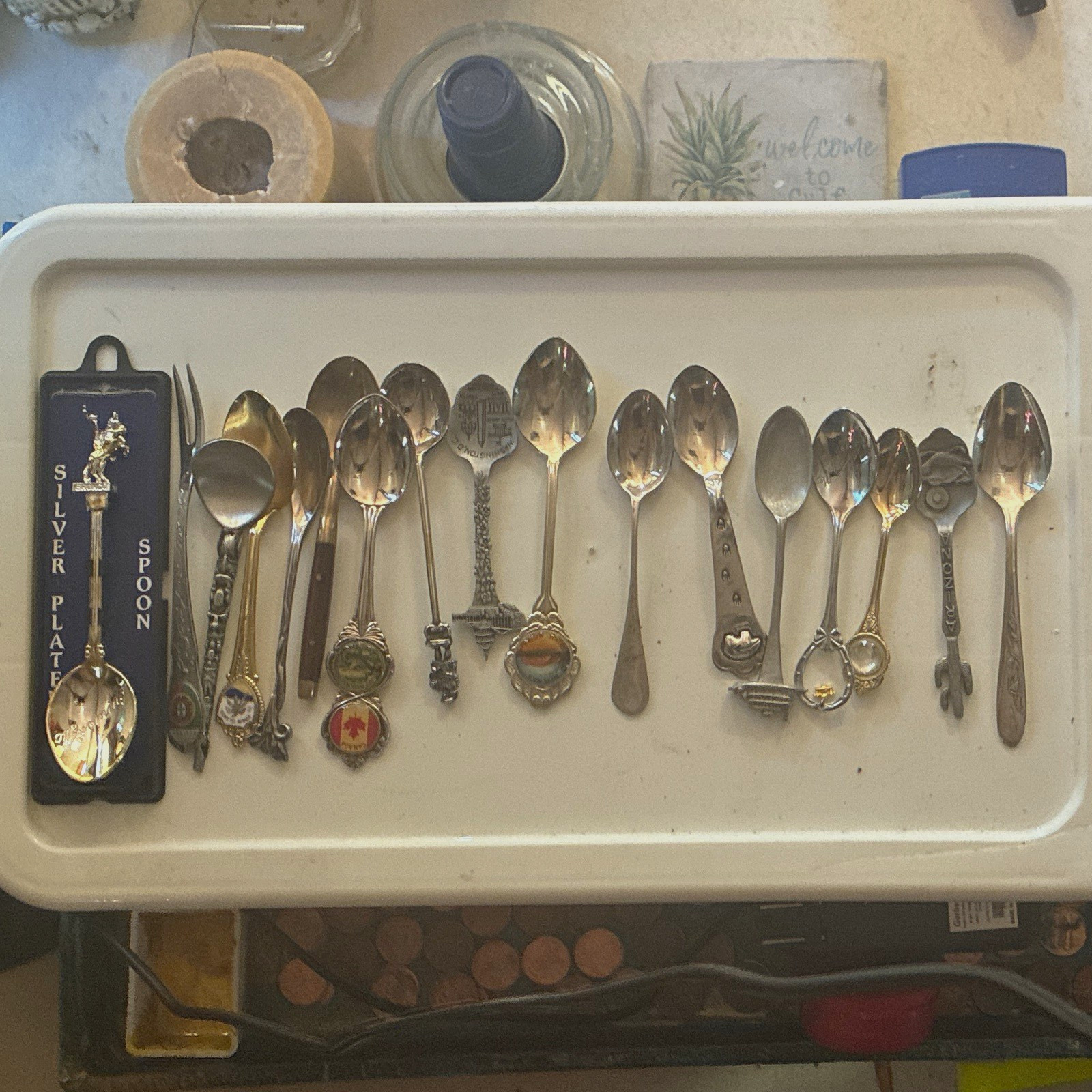 Souvenir Spoon Vintage Silver Tone Metal Travel Souvenir Spoons Lot