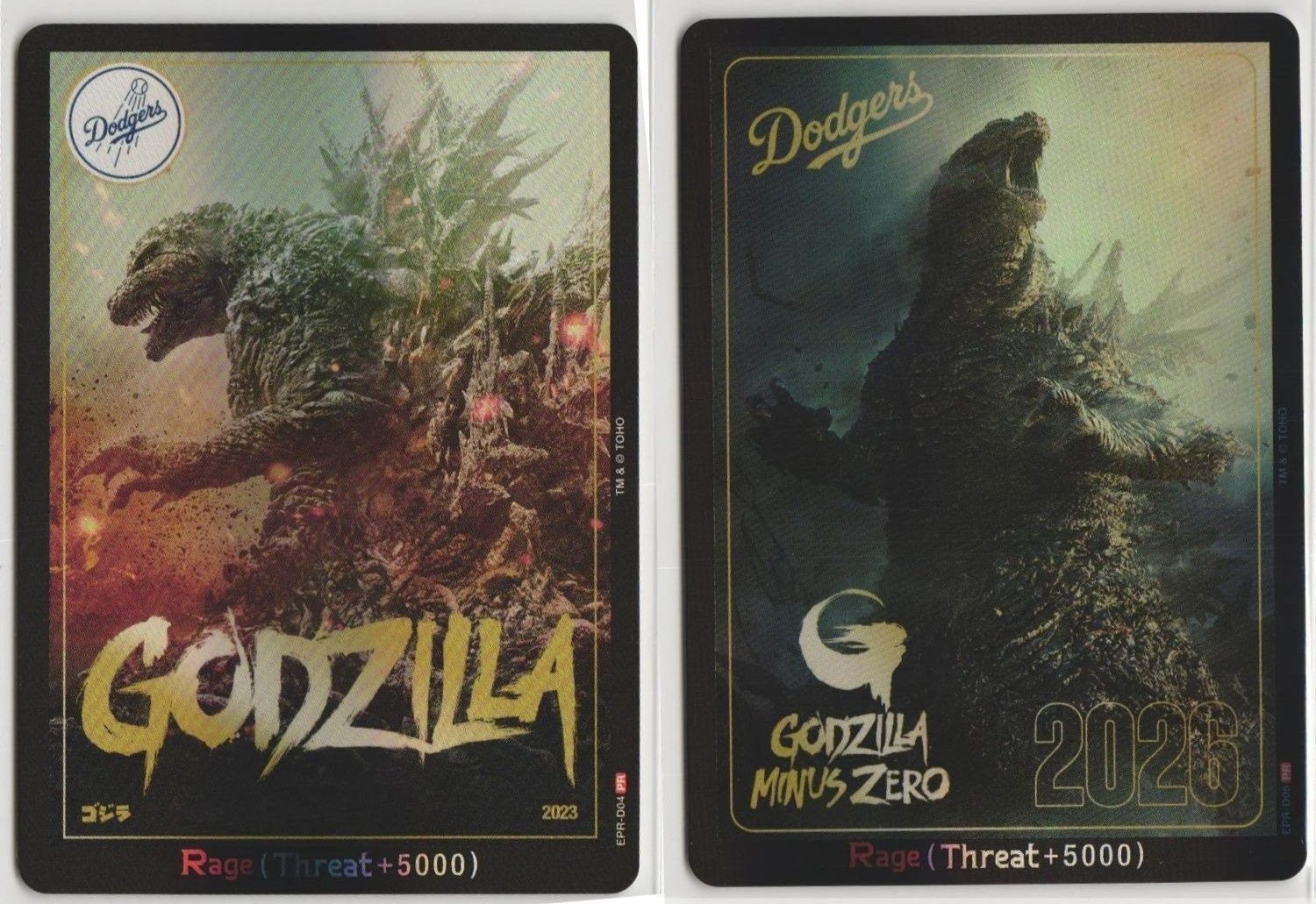 Dodgers Godzilla Card Game Lot: 2023 Godzilla & 2026 Godzilla Minus Zero Cards Dodgers Godzilla Card Game Lot: 2023 Godzilla & 2026 Godzilla Minus Zero Cards