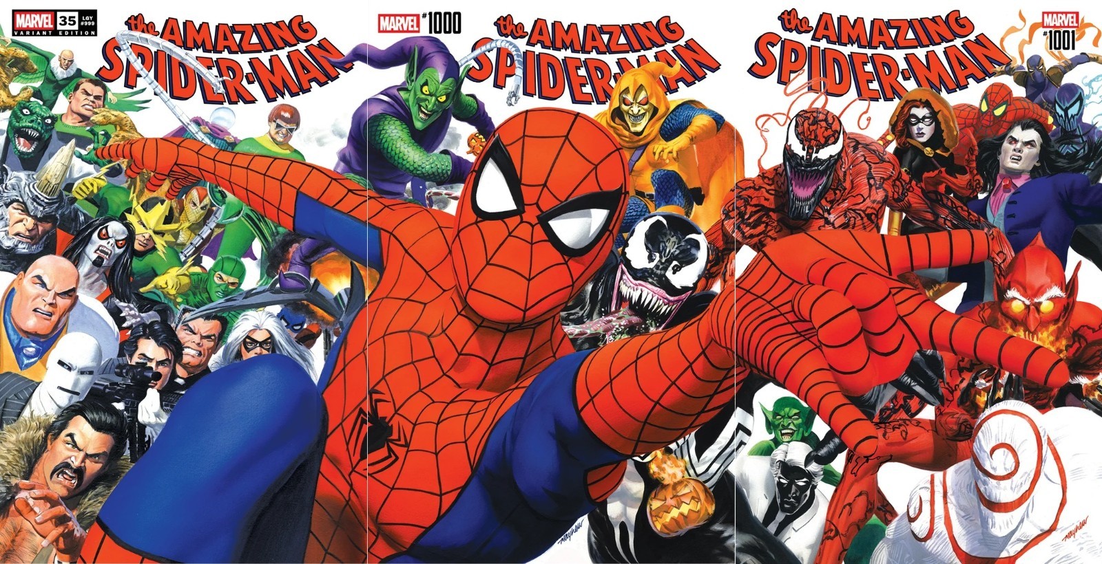 AMAZING SPIDERMAN 35 (999) 1000 & 1001 MIKE MAYHEW 3 CONNECTING BOOK SET NM 2026