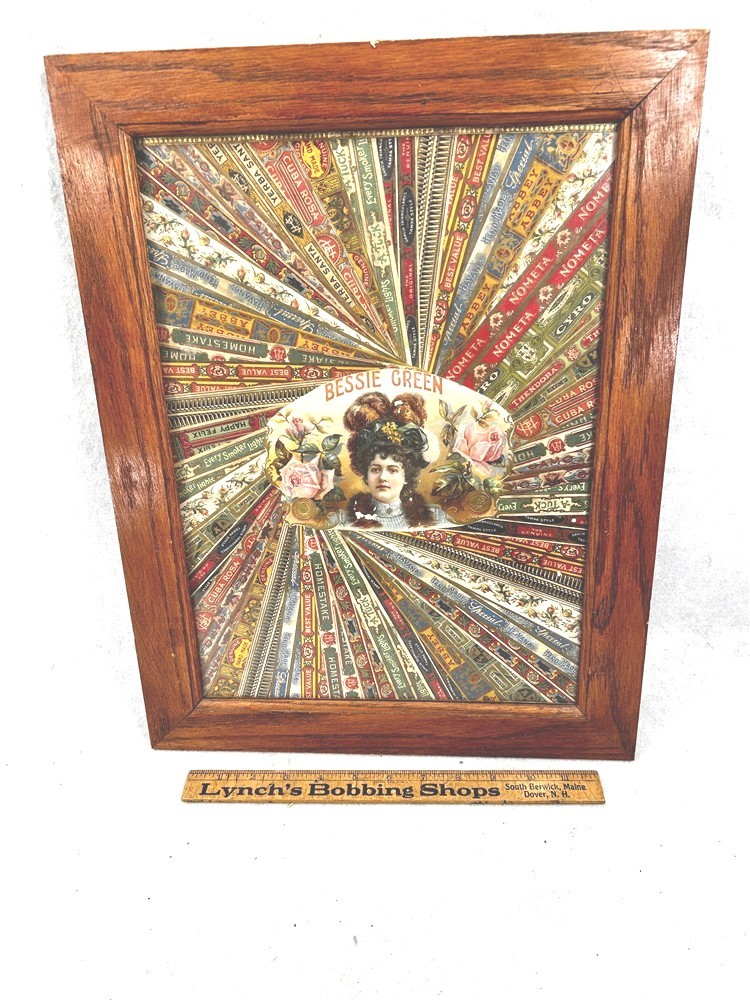 antique cigar box liner ribbon labels framed collage 19x14 decorative art 1890 antique cigar box liner ribbon labels framed collage 19x14 decorative art 1890