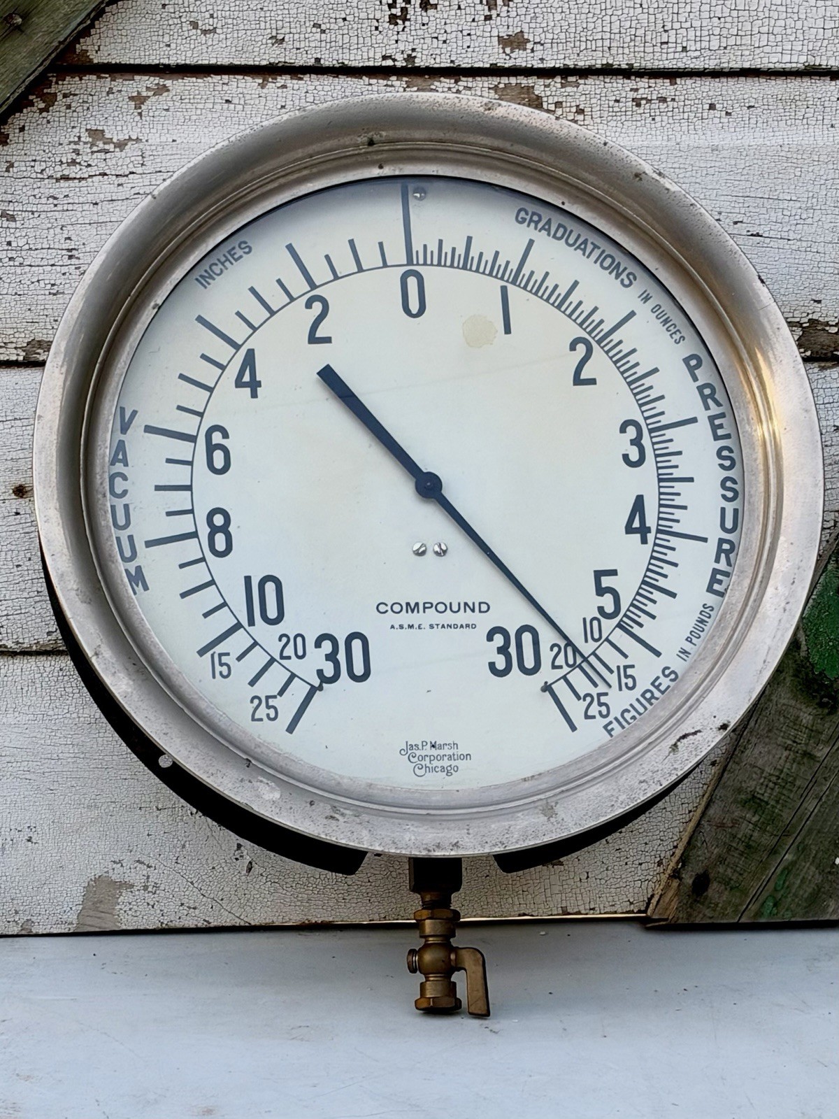 Rare Vintage Large Gauge Jas P Marsh Brass Nickel Steam Pressure Vacuum Rare Vintage Large Gauge Jas P Marsh Brass Nickel Steam Pressure Vacuum