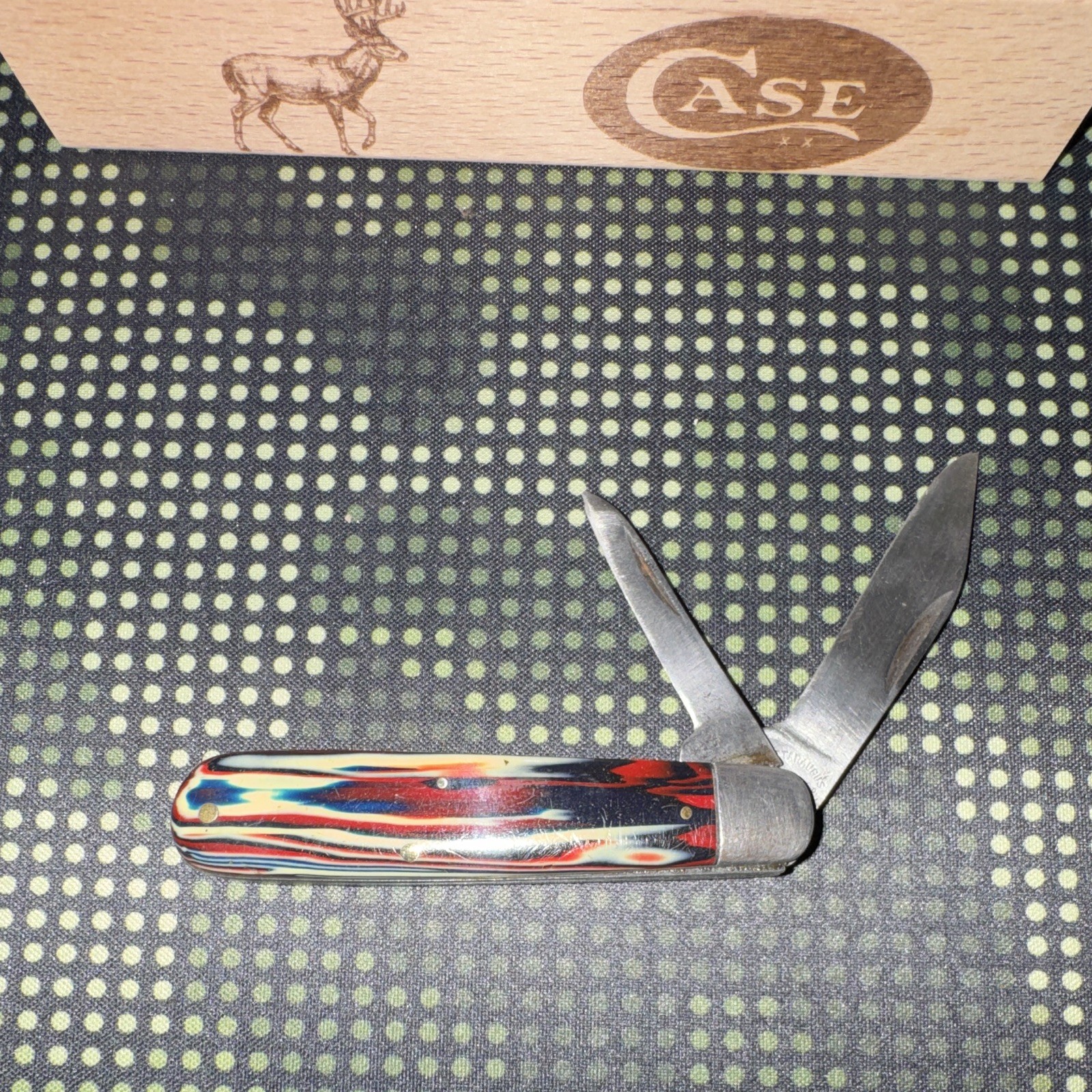 Vintage Cattaraugus 21474 Pocket Knife Candy Stripe Celluloid 2-Blade NY Antique Vintage Cattaraugus 21474 Pocket Knife Candy Stripe Celluloid 2-Blade NY Antique