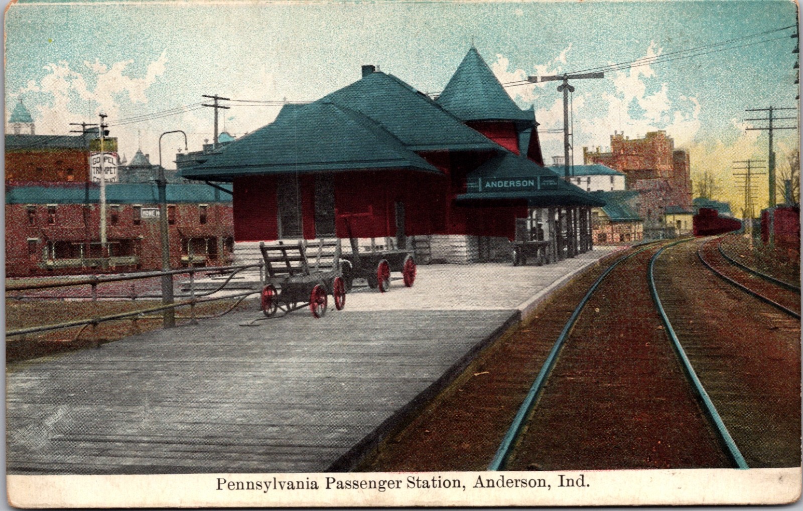 Pennsylvania Passenger Station Anderson Indiana Depot Railroad View Postcard Pennsylvania Passenger Station Anderson Indiana Depot Railroad View Postcard