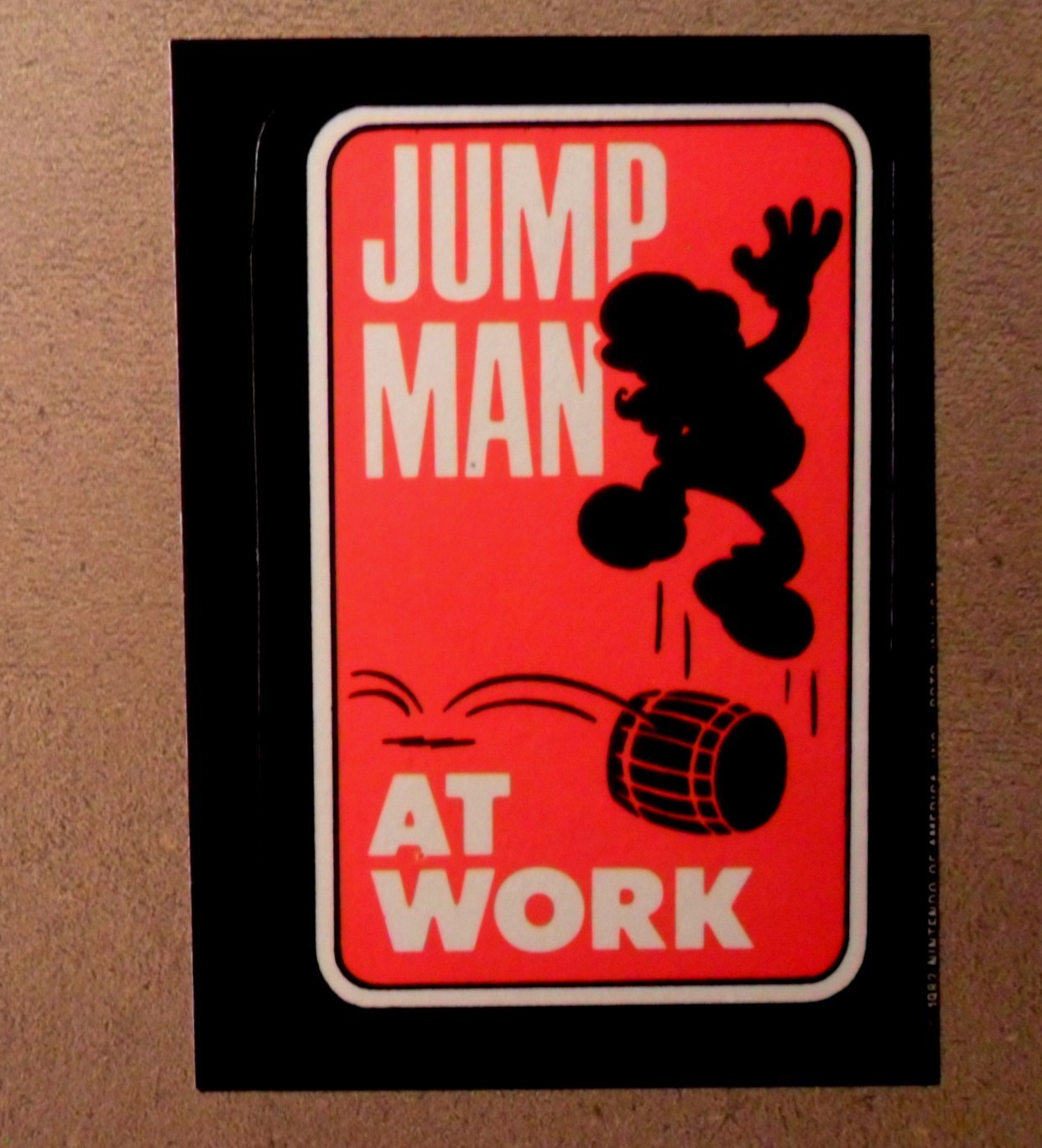 Topps Donkey Kong Jump Man At Work Super Mario rookie sticker card 1982 Topps Donkey Kong Jump Man At Work Super Mario rookie sticker card 1982