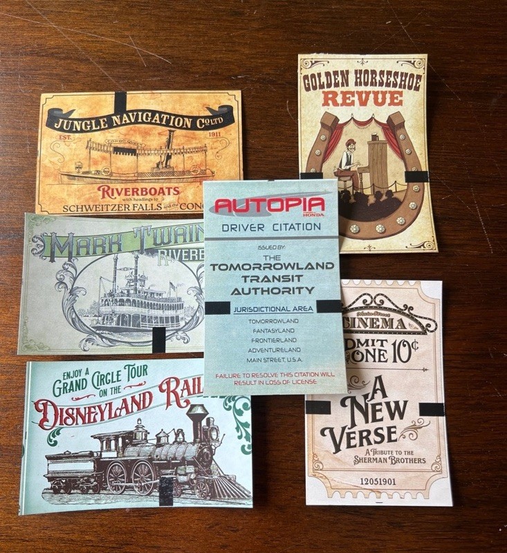 Disneyland 70th Anniversary Attraction Ticket Set, Lot of 6