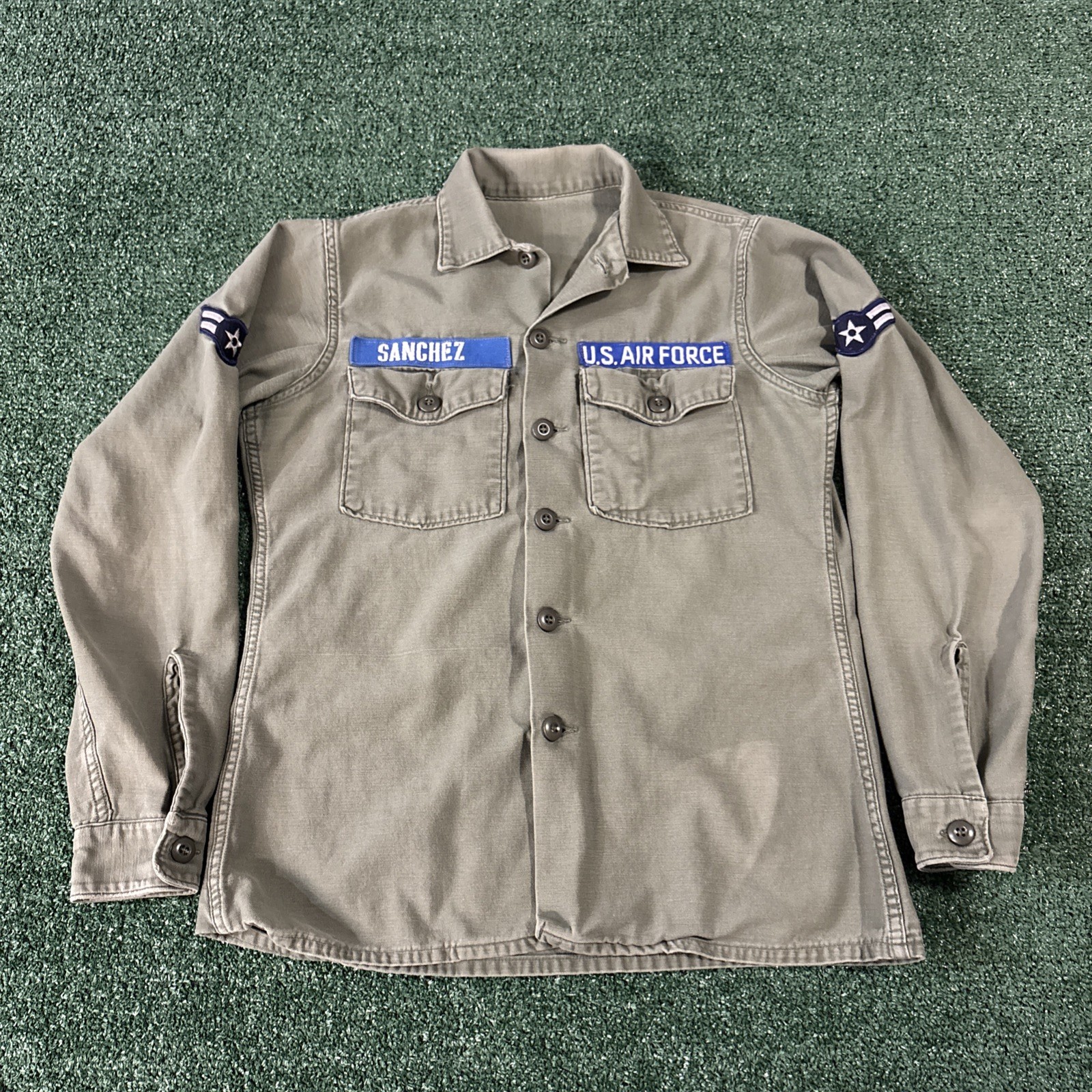Vintage US Air Force Utility Shirt Mens 15.5x33 OG 107 Cotton Sateen 70s Vietnam Vintage US Air Force Utility Shirt Mens 15.5x33 OG 107 Cotton Sateen 70s Vietnam