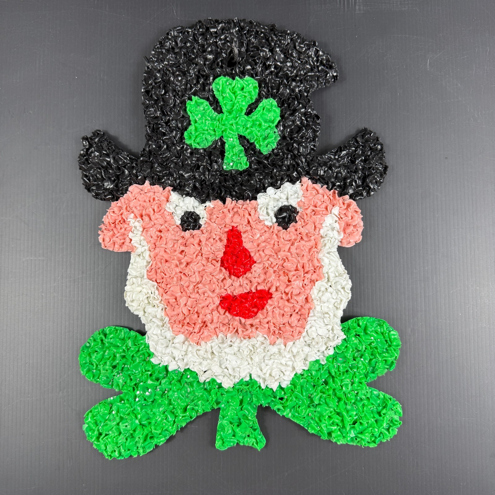 Vintage 1970s St. Patrick's Day Leprechaun Melted Plastic Popcorn Decoration Vintage 1970s St. Patrick's Day Leprechaun Melted Plastic Popcorn Decoration
