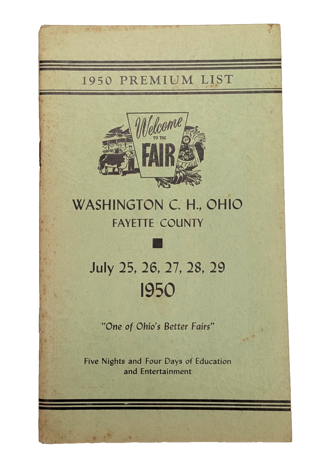Vintage 1950 Washington Court House Fair Book Vintage 1950 Washington Court House Fair Book