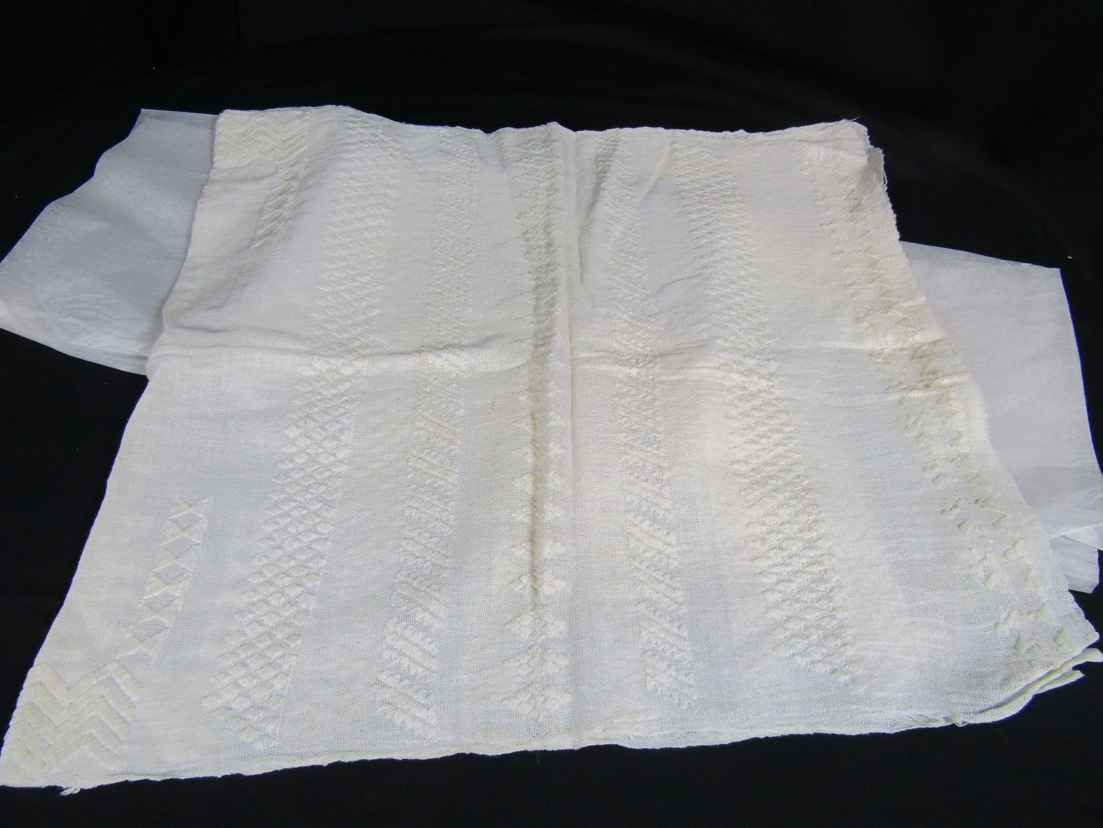 VINTAGE 1980's HAND SPUN/LOOMED WHITE COTTON FABRIC SAN BARTOLOME CHIAPAS MEX VINTAGE 1980's HAND SPUN/LOOMED WHITE COTTON FABRIC SAN BARTOLOME CHIAPAS MEX
