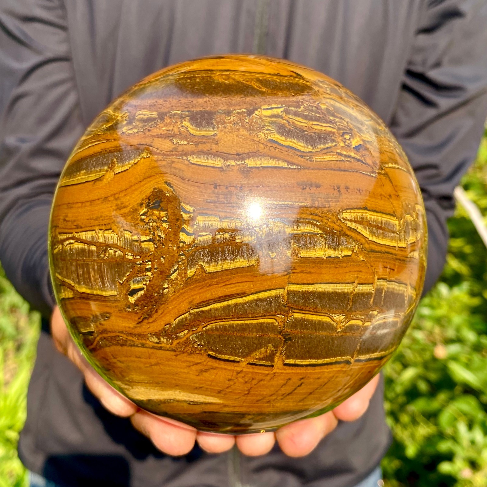 5.95LB Large Natural Tiger Eye Stone Crystal Ball Quartz Healing Sphere Décor 5.95LB Large Natural Tiger Eye Stone Crystal Ball Quartz Healing Sphere Décor