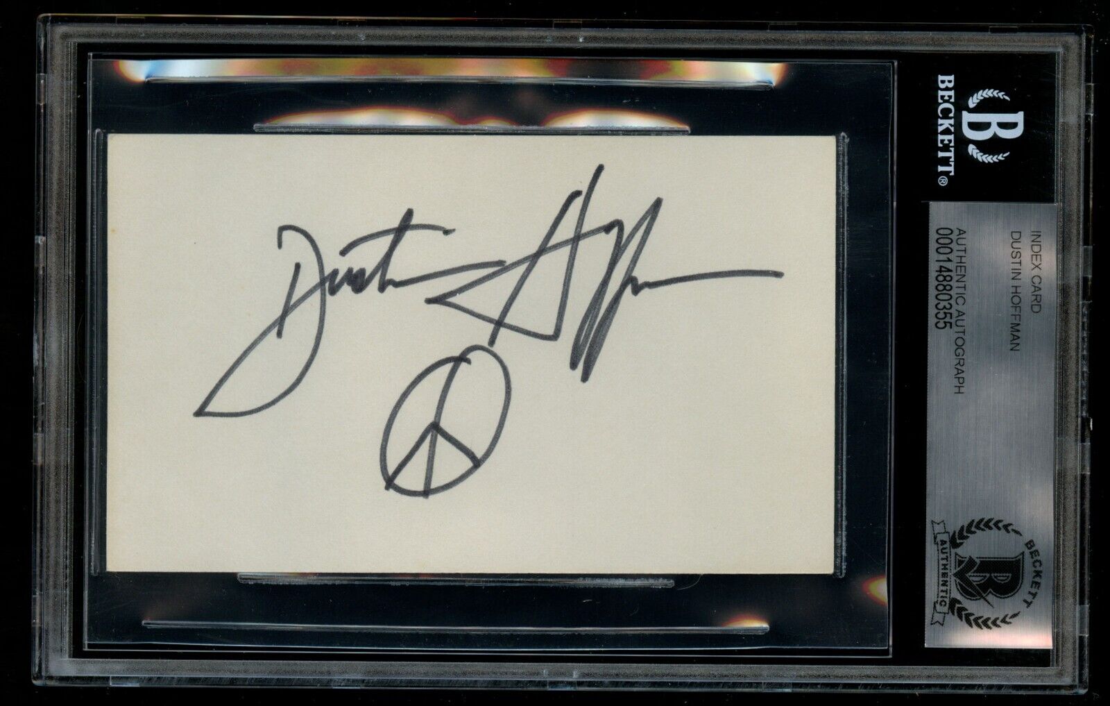 Dustin Hoffman signed autograph 3x5 card Actor The Graduate & Rain Man BAS Slab