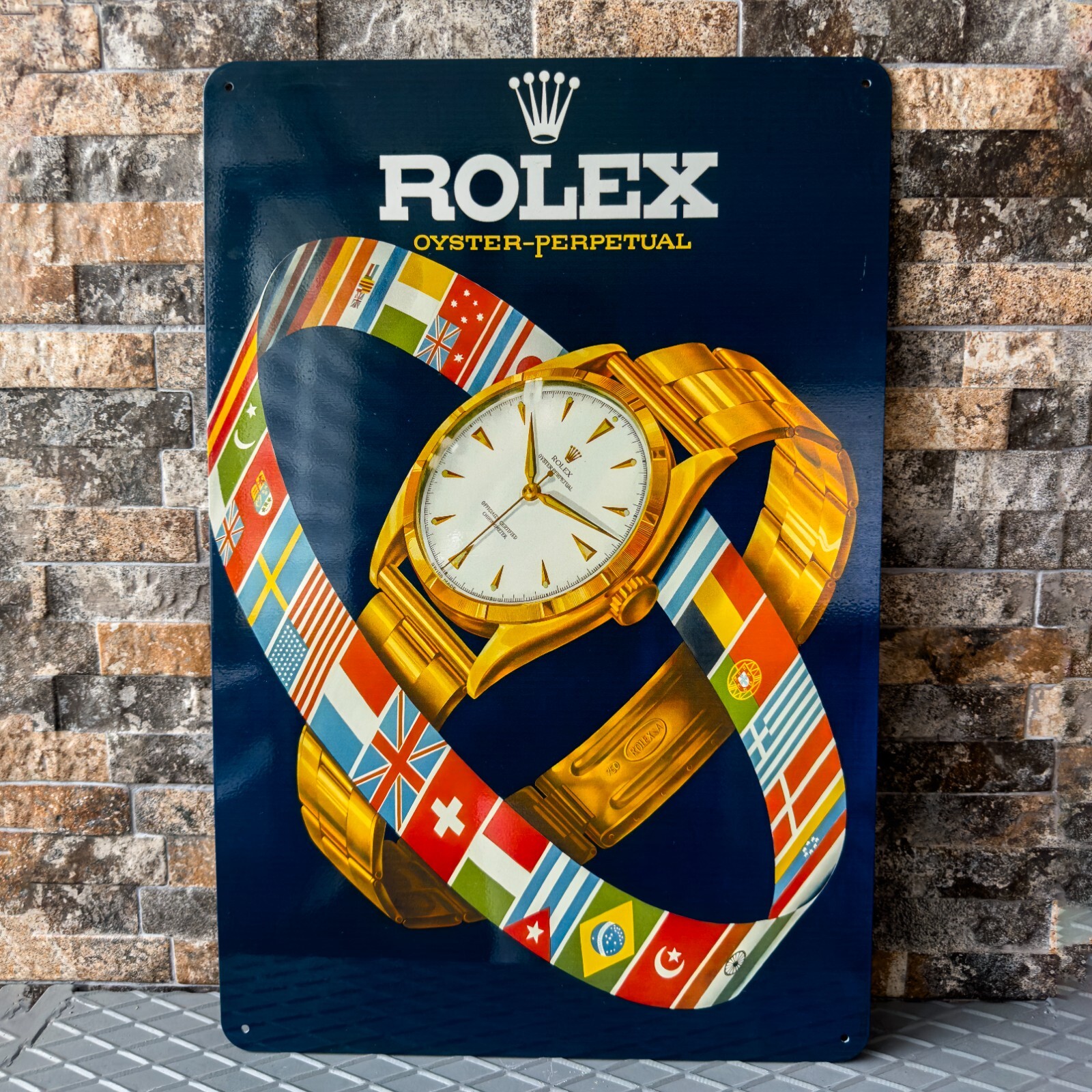 Vintage Rolex Oyster Perpetual International Flag Design Sign -24"x16"(60x40 cm)