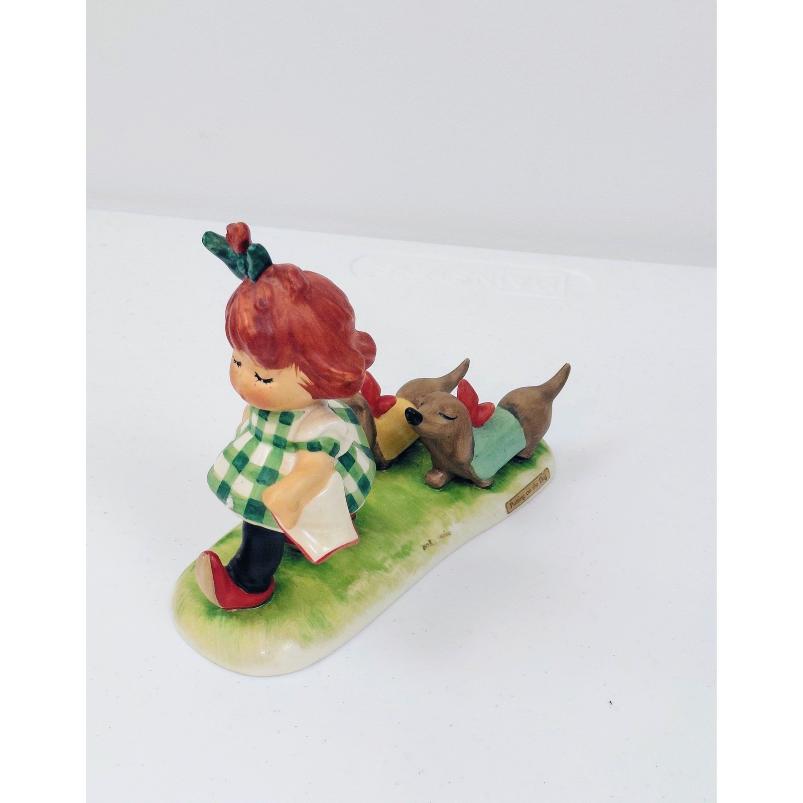 Vintage Goebel Putting on the Dog Girl Dachshunds Figurine W Germany
