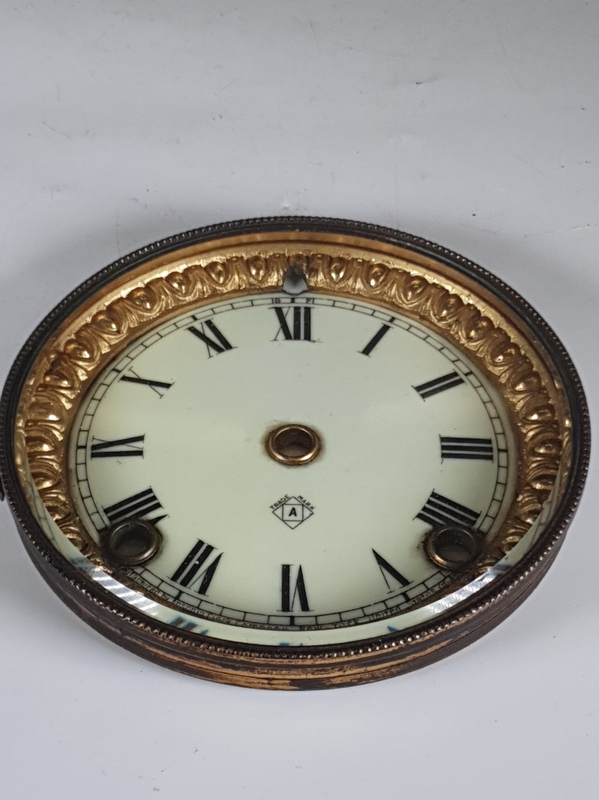 Antique Ansonia Clock Dial Bezel Glass Enamel Face Trade Mark A New York USA Antique Ansonia Clock Dial Bezel Glass Enamel Face Trade Mark A New York USA
