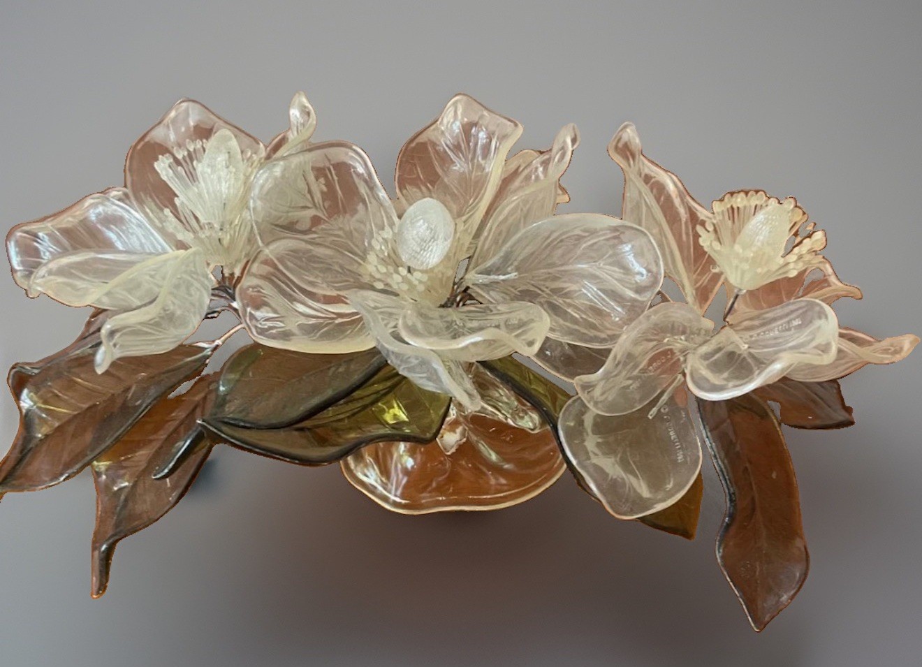 J Corelli Lucite Acrylic Flower Leaf Magnolia 1987 MCM 14" Vintage signed J Corelli Lucite Acrylic Flower Leaf Magnolia 1987 MCM 14" Vintage signed