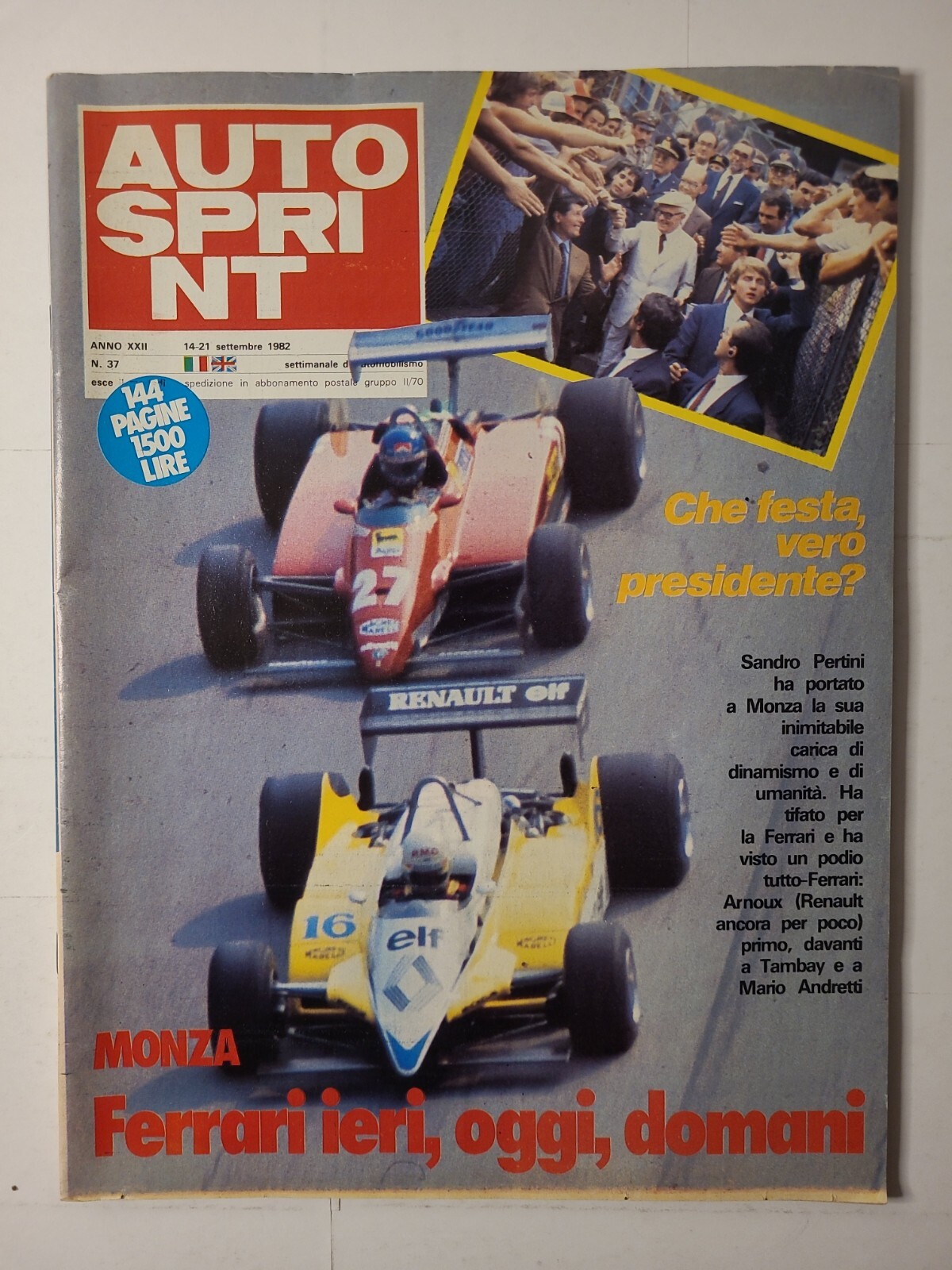 Sept 1982 AUTOSPRINT Italian Car Magazine Ferrari Porsche F1 Racing Sept 1982 AUTOSPRINT Italian Car Magazine Ferrari Porsche F1 Racing