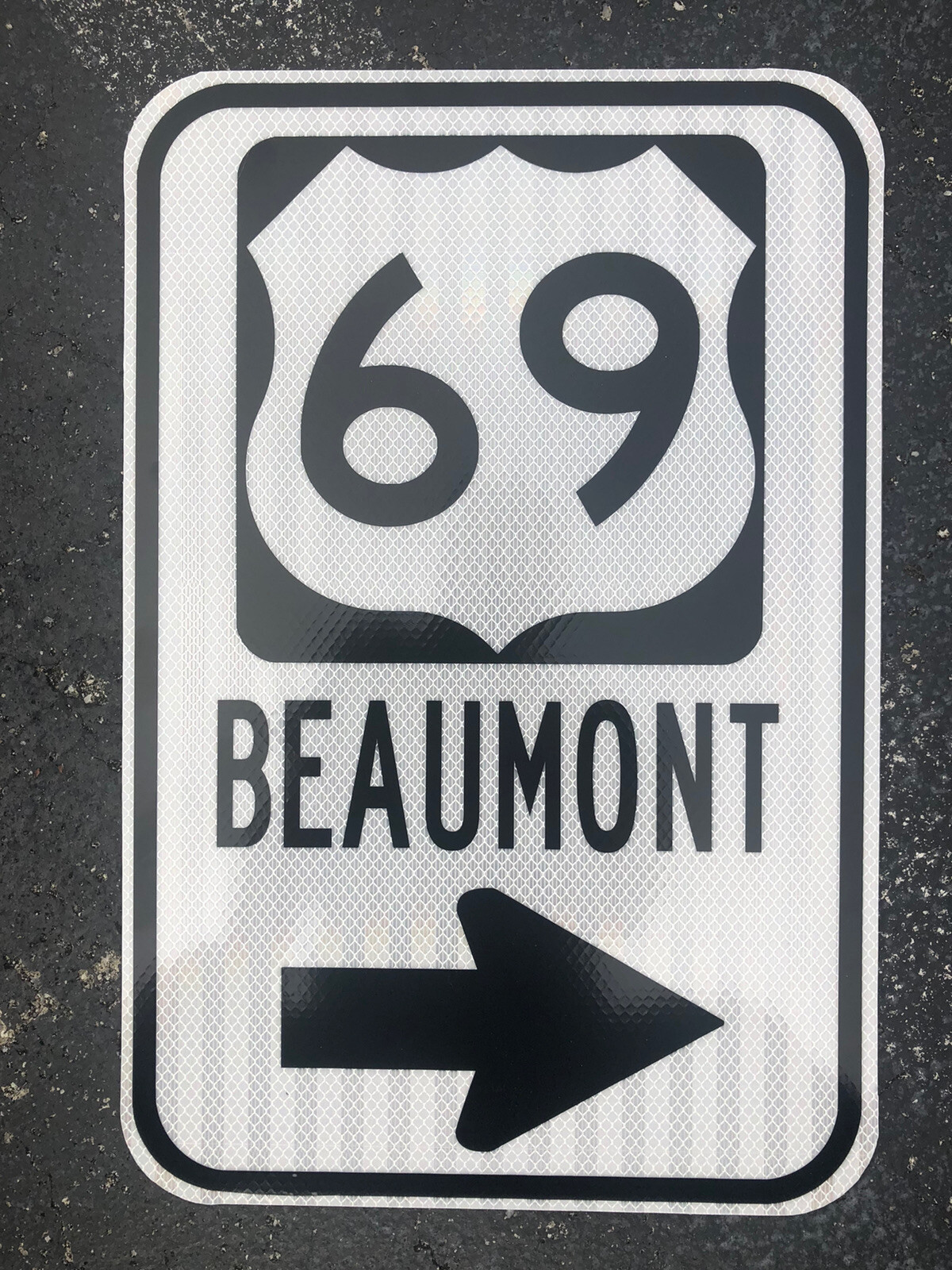 US 69 Highway road sign Beaumont Texas  12"x 18" - DOT style  