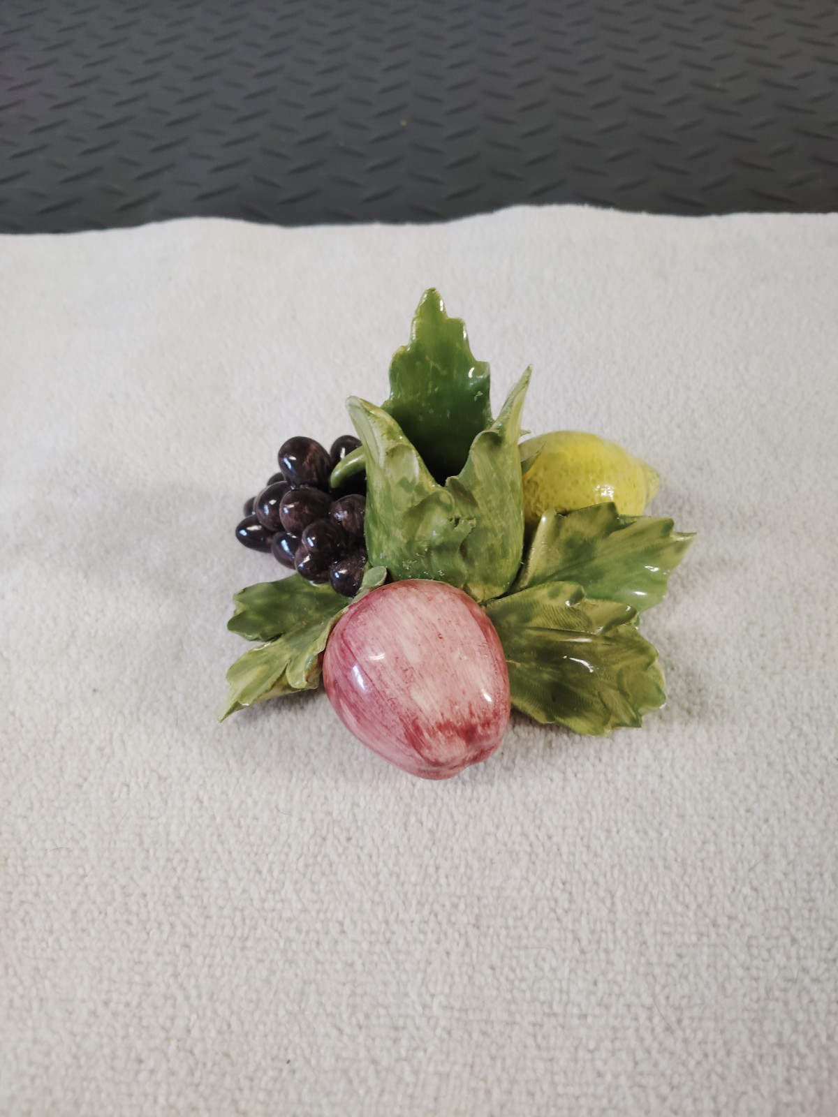 Vintage Capodimonte Italian Porcelain Fruit Taper Candle Holder | Hand Painted Vintage Capodimonte Italian Porcelain Fruit Taper Candle Holder | Hand Painted