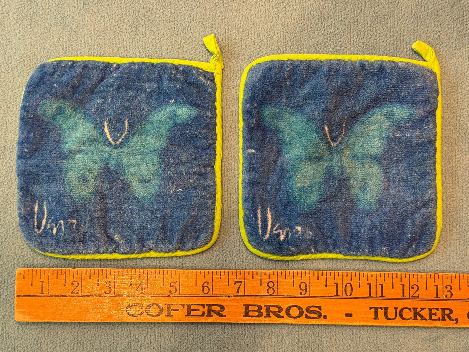 VTG 1960s (SET of 2) Vera Neumann Cotton Terry Cloth Pot Holder Original Owner