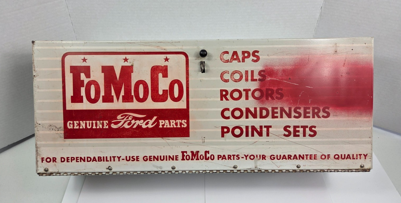 Vintage 1950's FoMoCo Genuine Ford Parts Mechanic Shop Metal Cabinet Vintage 1950's FoMoCo Genuine Ford Parts Mechanic Shop Metal Cabinet