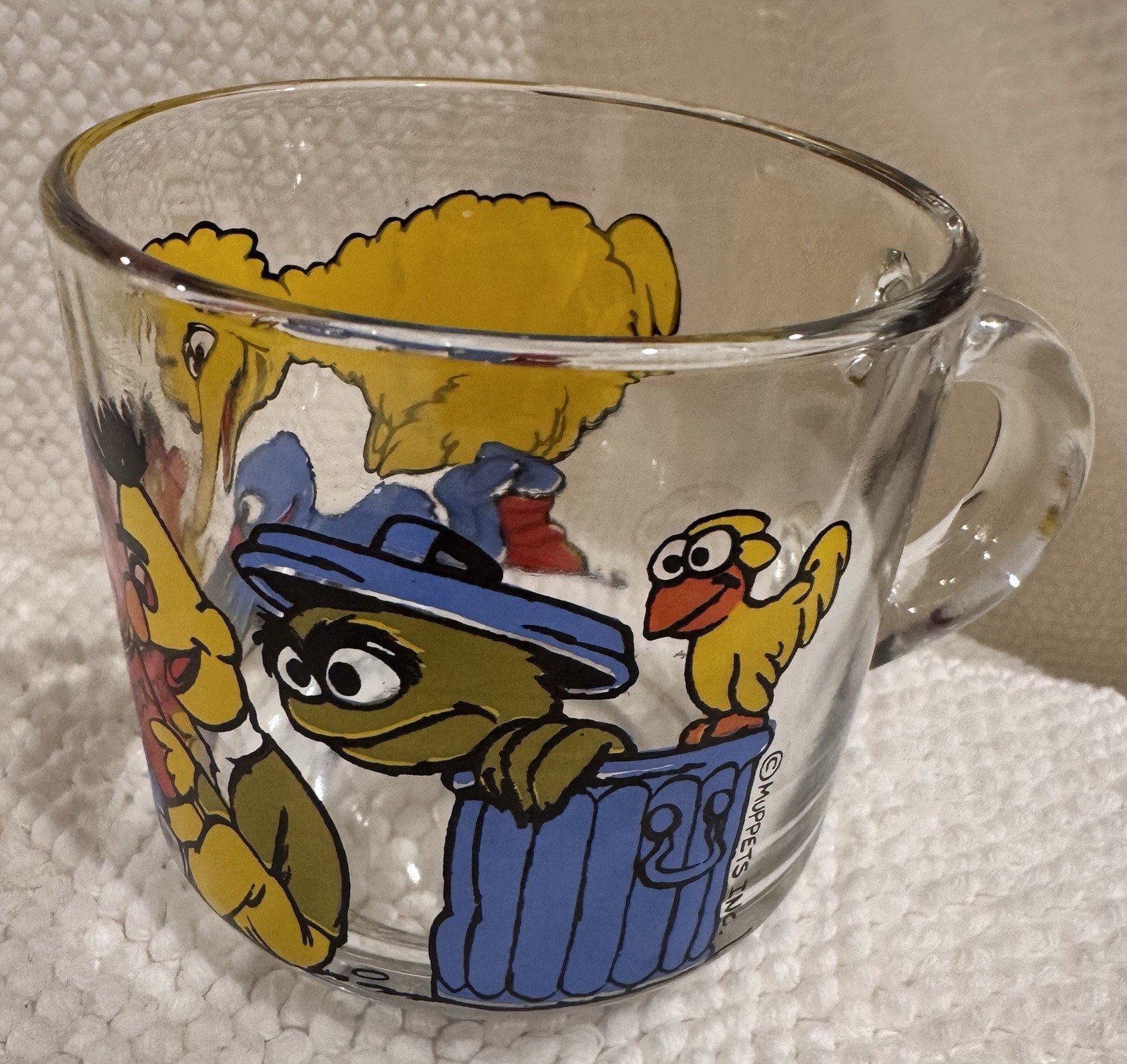 Vintage 1970s Sesame Street Character Glass Coffee Cup/Mug Made In USA