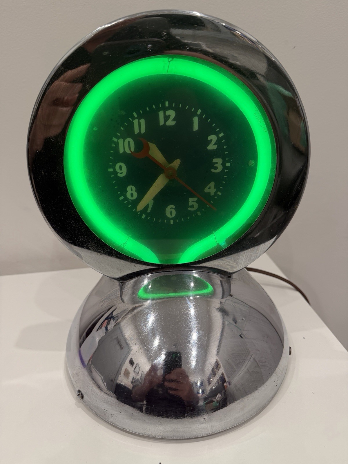 Vintage "Baby" Glo-Dial Table top  Chrome Neon Clock- extremely Rare Vintage "Baby" Glo-Dial Table top  Chrome Neon Clock- extremely Rare
