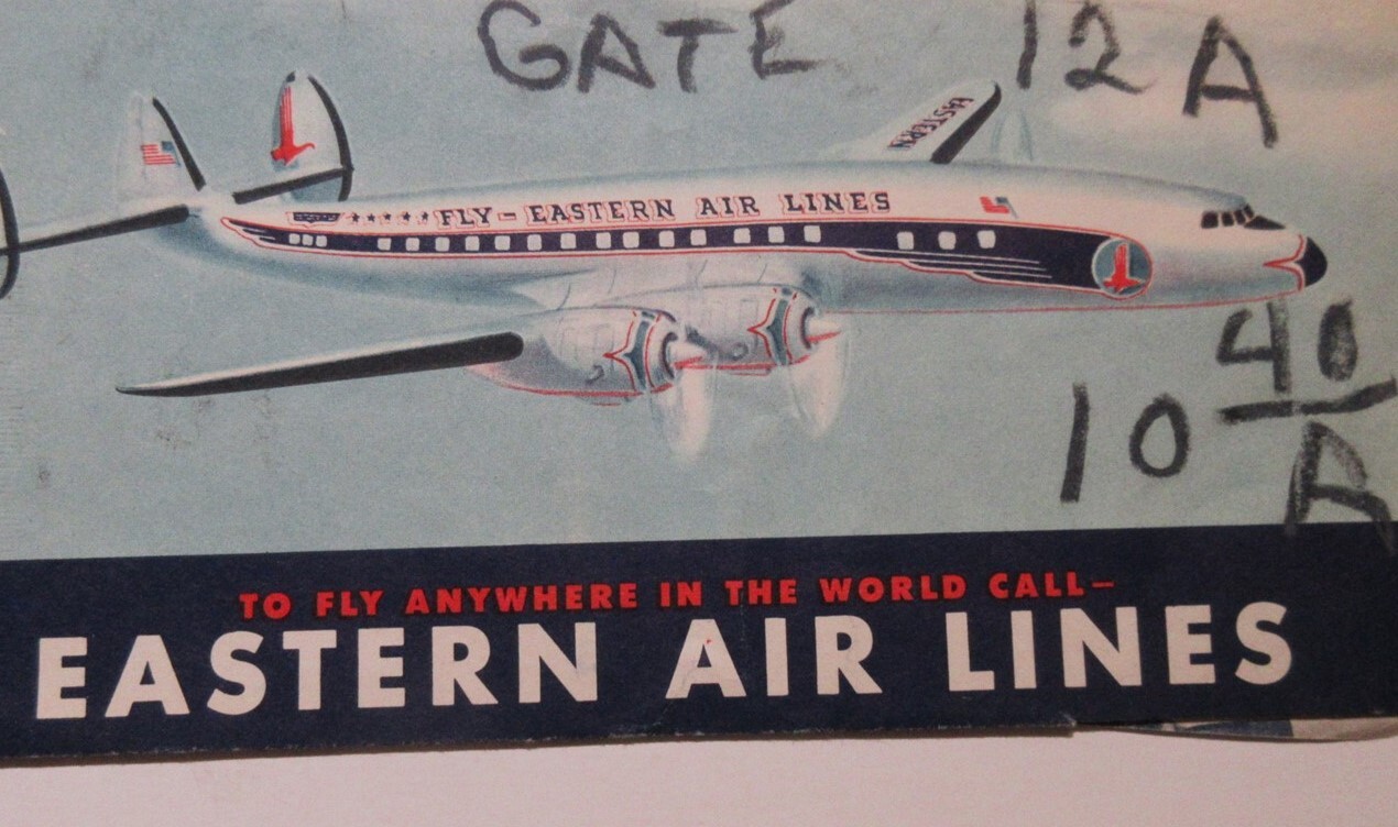 Eastern Air Lines Ticket Jacket 1950's 
